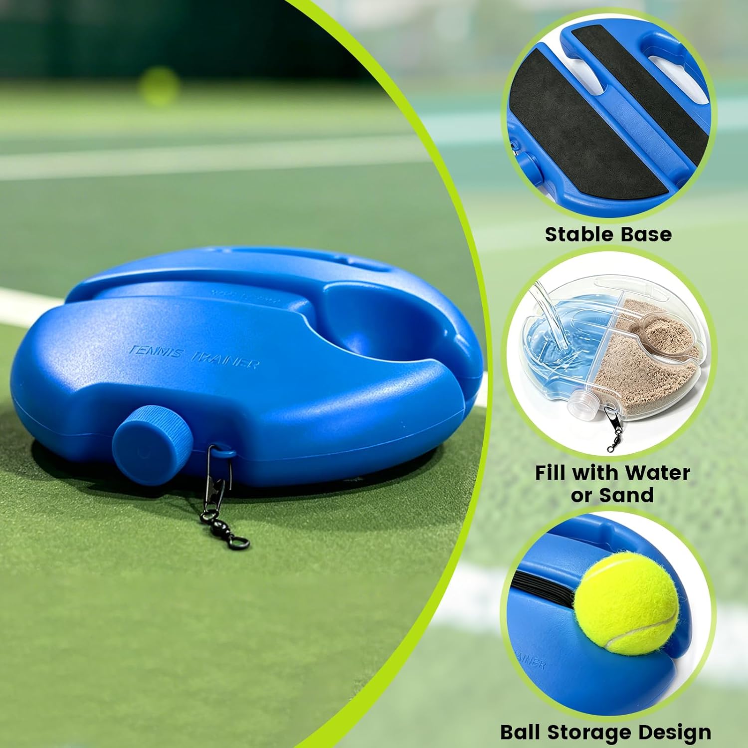 Tennis Trainer Rebound Ball Set, Tennis Practice Rebounder with 3 String Balls, Sports Wristband & Mesh Bag, Portable Solo Tennis Training Equipment for Indoor Outdoor Sport - Image 3