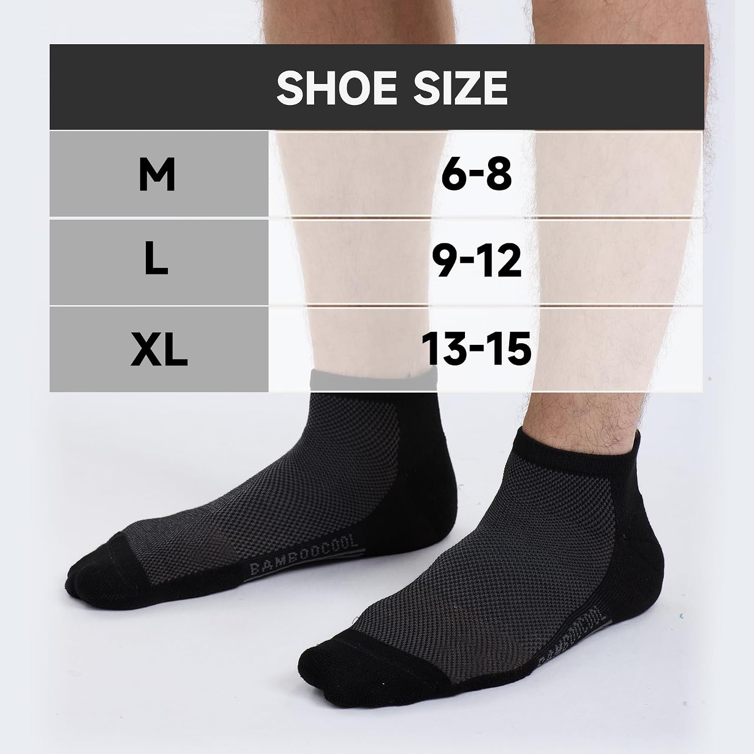 BAMBOO COOL Men's Athletic Ankle Socks Moisture Wicking, Anti-Odor Breathable Running Mesh Socks Arch Support, 8 Pack - Image 6