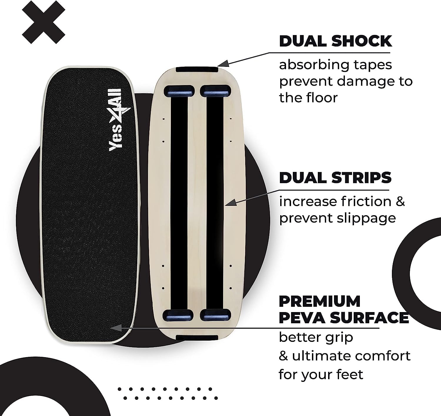 Yes4All Balance Board Sports Trainer, Surf Trainer Board With Adjustable Stoppers, Improve Core Strength and Balance Control - Image 6
