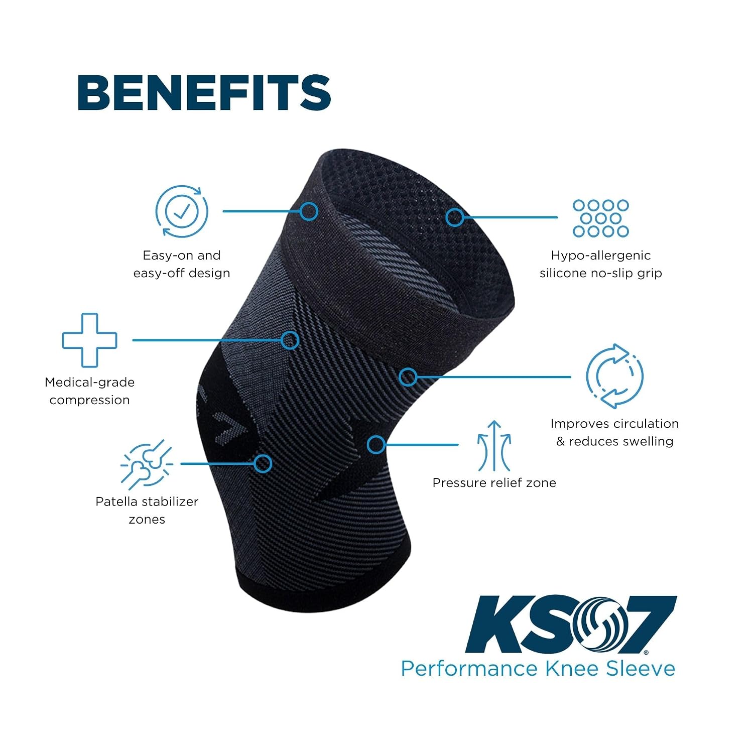 OrthoSleeve Compression Knee Brace, Knee Sleeve for ACL, MCL, Injury Recovery, Meniscus Tear, Pain, Aching Knees, Patellar Tendonitis & Arthritis Pain - Image 3