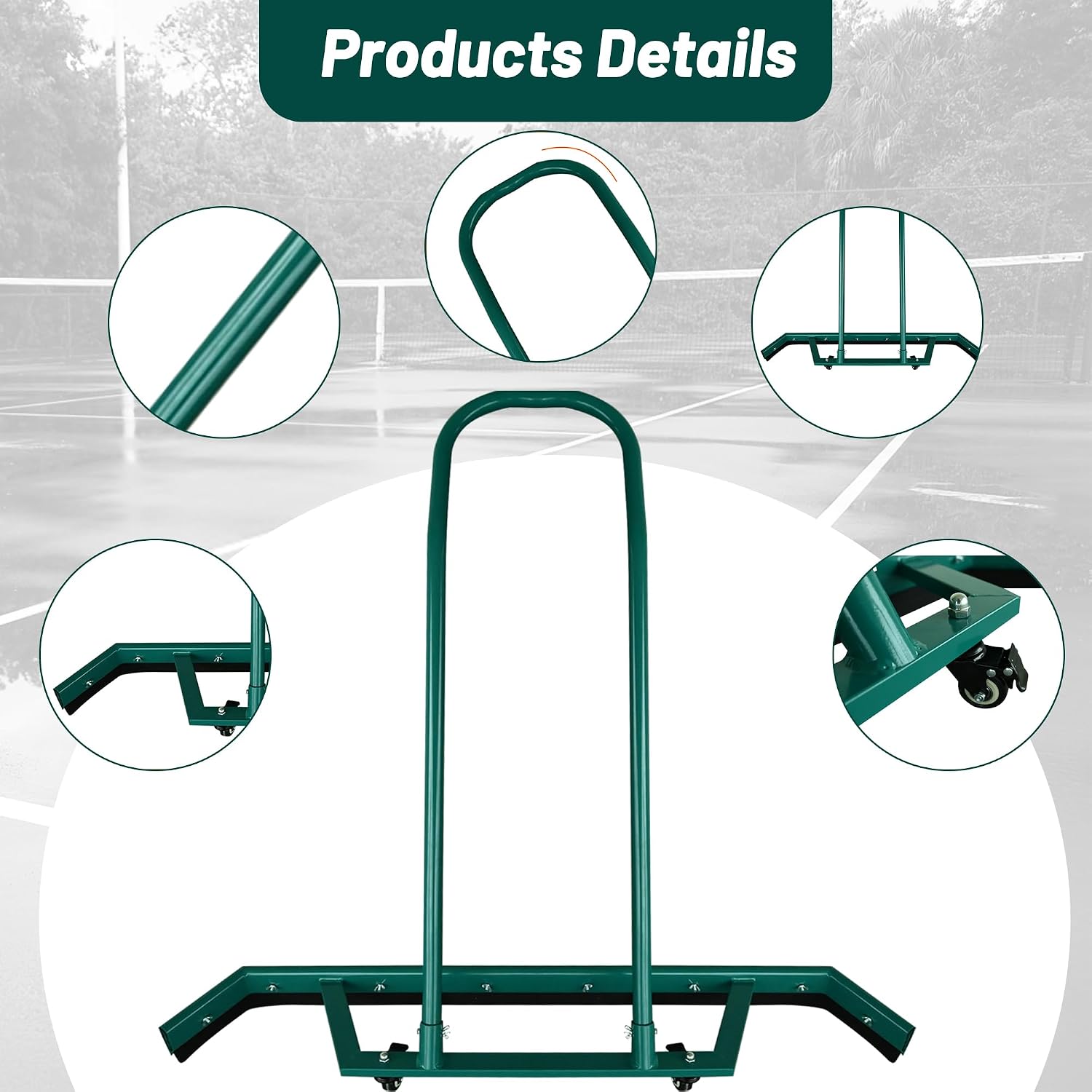 AIWFL 4.3FT Aluminium Alloy Sport Tennis Court Squeegee with Wheels, Tennis Court Rain Shuttle with Additional 2 EVA Foam Blade, Professional Squeegees Floor Water Remover Squeegee Broom, Green - Image 3