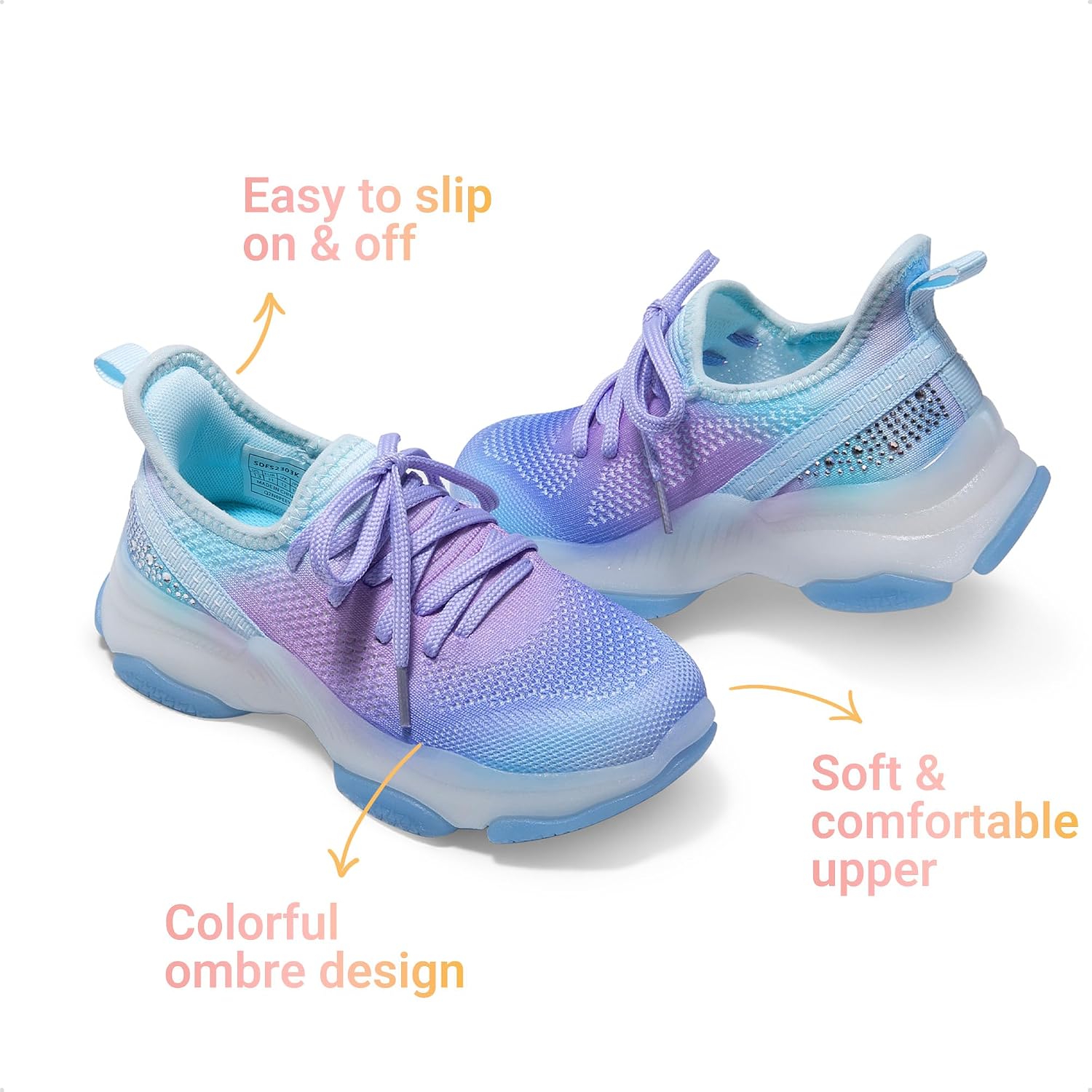 DREAM PAIRS Girls Slip-On Sneakers Kids Sparkle Pop Lightweight Jelly Sole Walking Shoes - Image 5