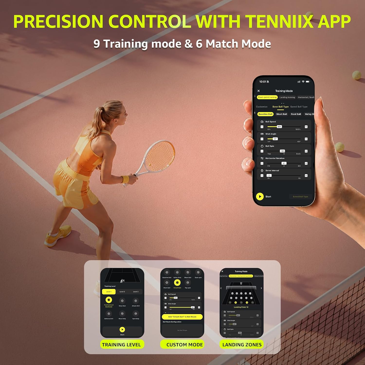 Basic Tennis Ball Machine, 18.7LB Portable Tennis Robot, 4H Runtime & 100+ Ball Capacity, Smart App & Voice Control, Multi-Training Mode, LED Display, 75MPH, Ideal for Beginners & Pro - Image 3