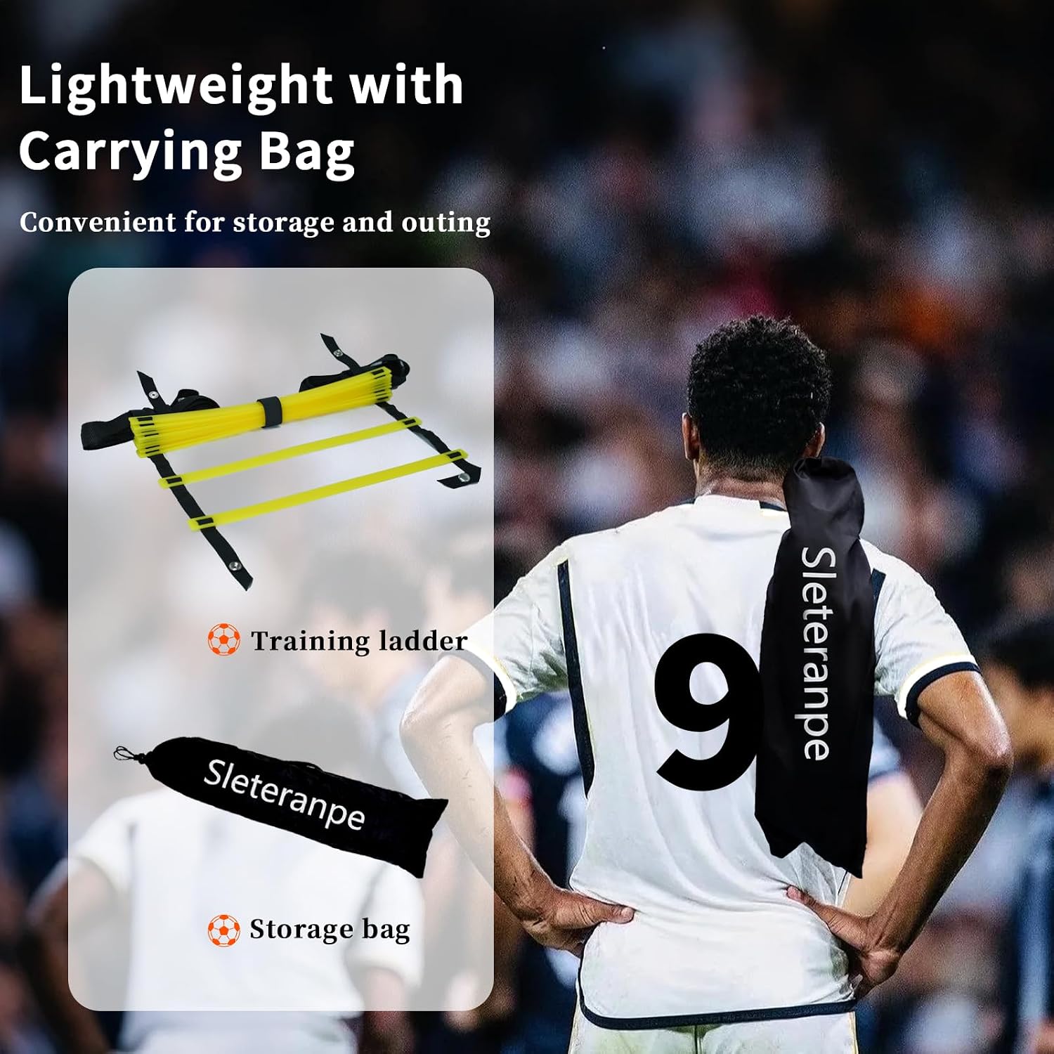 20ft Adjustable Agility Ladder | Speed Ladder for Soccer, 12 Adjustable Rungs, Durable, Carry Bag & Straps, Yellow, Footwork Training for Athletes - Image 5