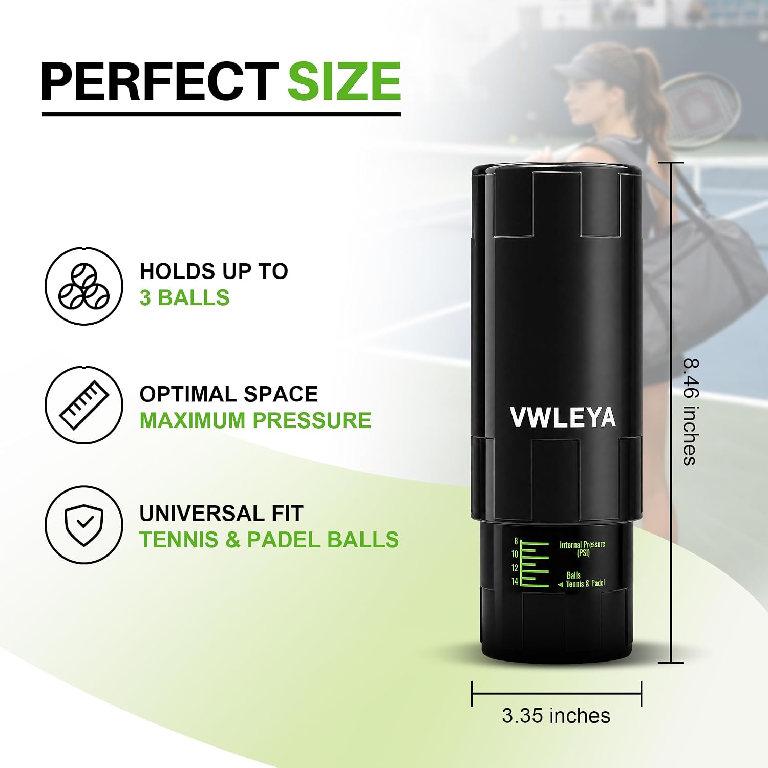 Tennis Ball Pressurizer, Holds 3 Balls Under 14 PSI | Reusable Tennis Ball Saver, Pressurized Storage Canister, Keeps Bounce Like New, Extends Ball Life, Portable and Durable - Image 5