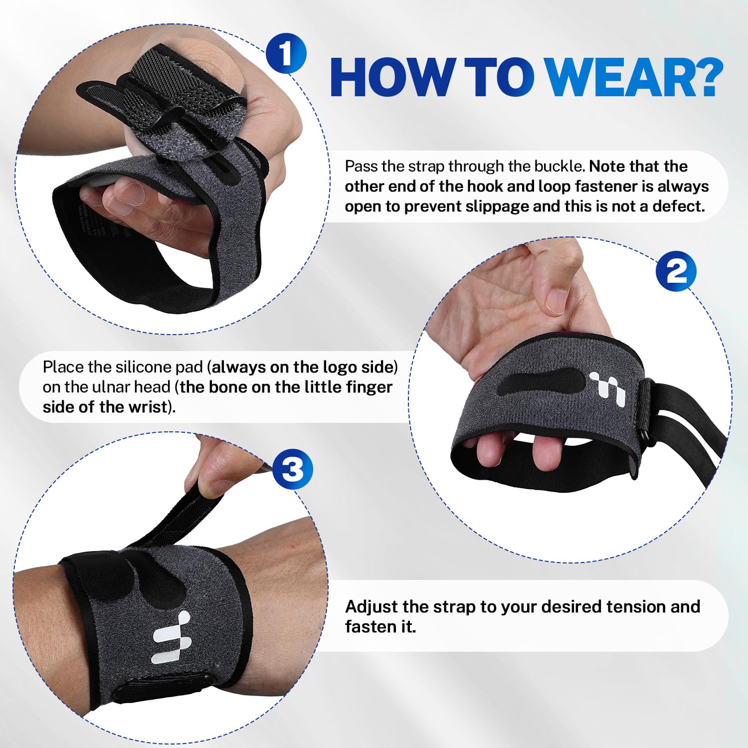 TFCC Wrist Brace for TFCC Tear Ulnar Wrist Pain, 3D Gel Pad, Adjustable & Breathable Thin Ulnar Wrist Brace for Weightlifting, Tennis, Golf, Typing, Daily Wear, Fits Both Left & Right Hand, Black - Image 7