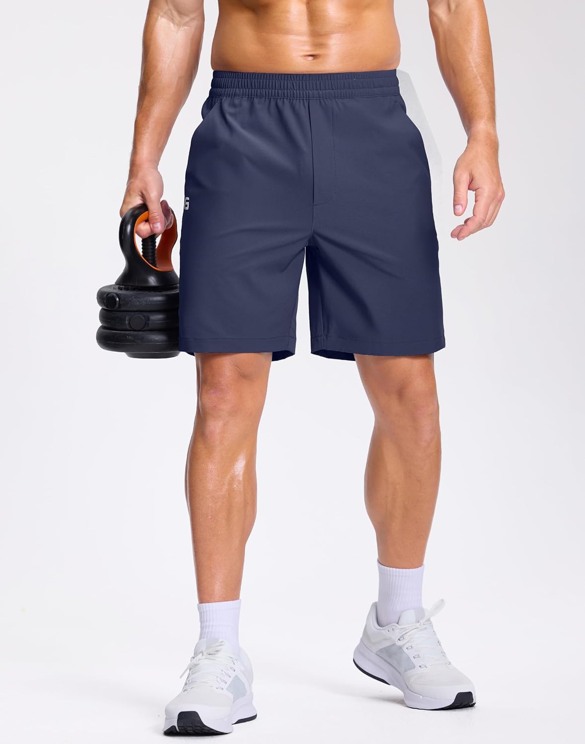 GGJ Men's Lightweight Athletic Shorts with 2 Zipper Pockets 7"/9"/5" Gym Workout Running Quick Dry Tennis Shorts for Men - Image 2