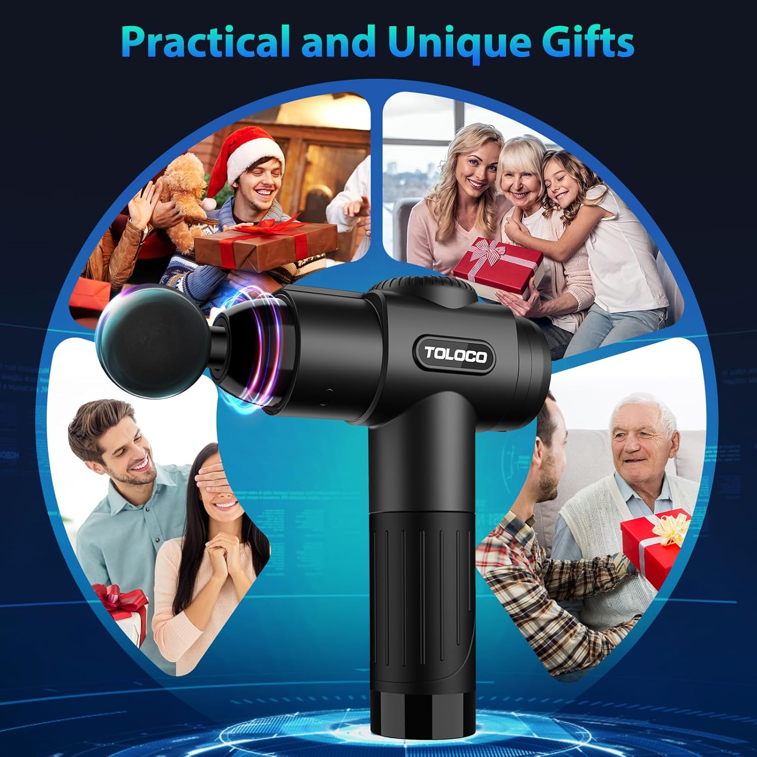 TOLOCO Massage Gun, Deep Tissue Back Massage for Athletes for Pain Relief, Percussion Massager with 10 Massages Heads & Silent Brushless Motor, Fathers Day Dad Gifts, Black - Image 8