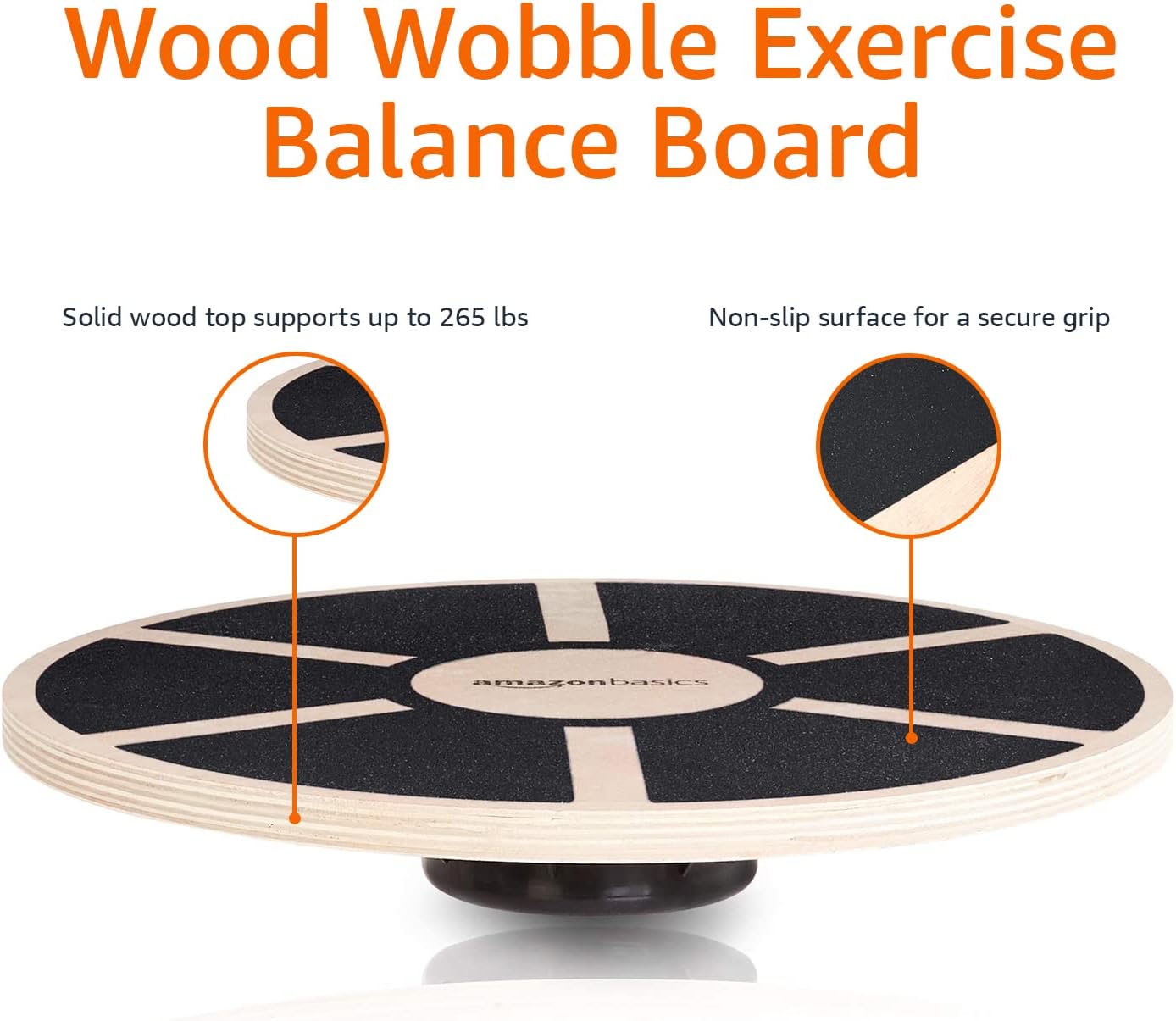Amazon Basics Wood Wobble Balance Trainer Board, Slip Resistant, for Exercise and Core Strength - Image 4