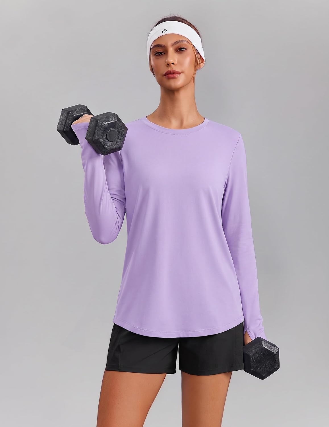 PINSPARK Soft Workout Tops for Women UPF 50+ Sun Protection Shirts with Thumb Holes Quick Dry Running Hiking Rash Shirt - Image 5