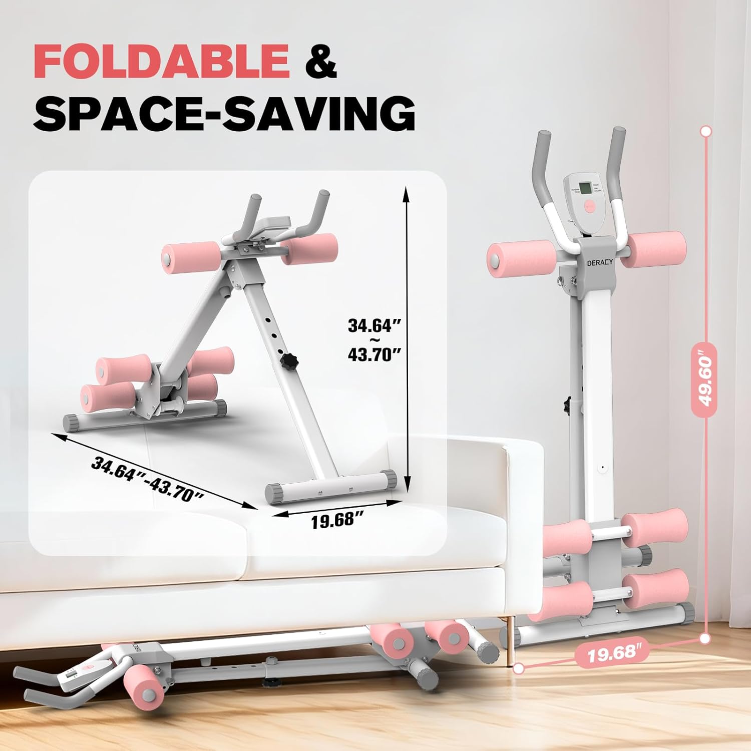 DERACY Ab Workout Machine Adjustable Ab Trainer Abdominal Trainer for Home Gym Foldable Ab Crunch Machine for Core 440 LBS - Image 6