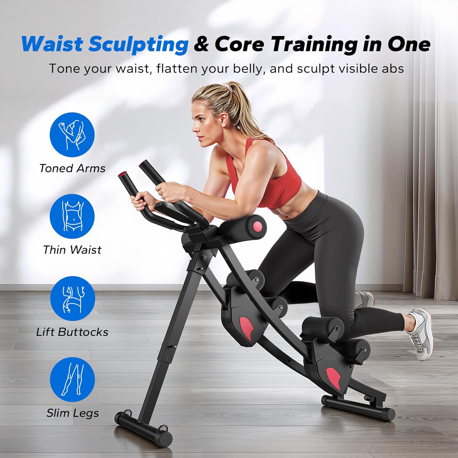 MERACH Ab Machine, Adjustable Ab Trainer Machine, AB Workout Equipment for Home Gym, Independent Dual Tracks for Mountain Climber, Foldable for Home Exercise, Load Capacity 440 LBS - Image 2