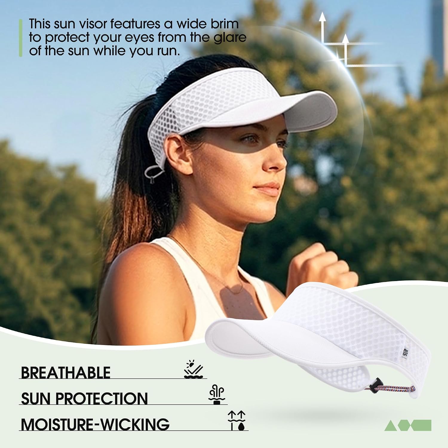 Sun Visors for Women Men Lightweight Adjustable Sun Hat Sunvisor for Golf Running Tennis - Image 3