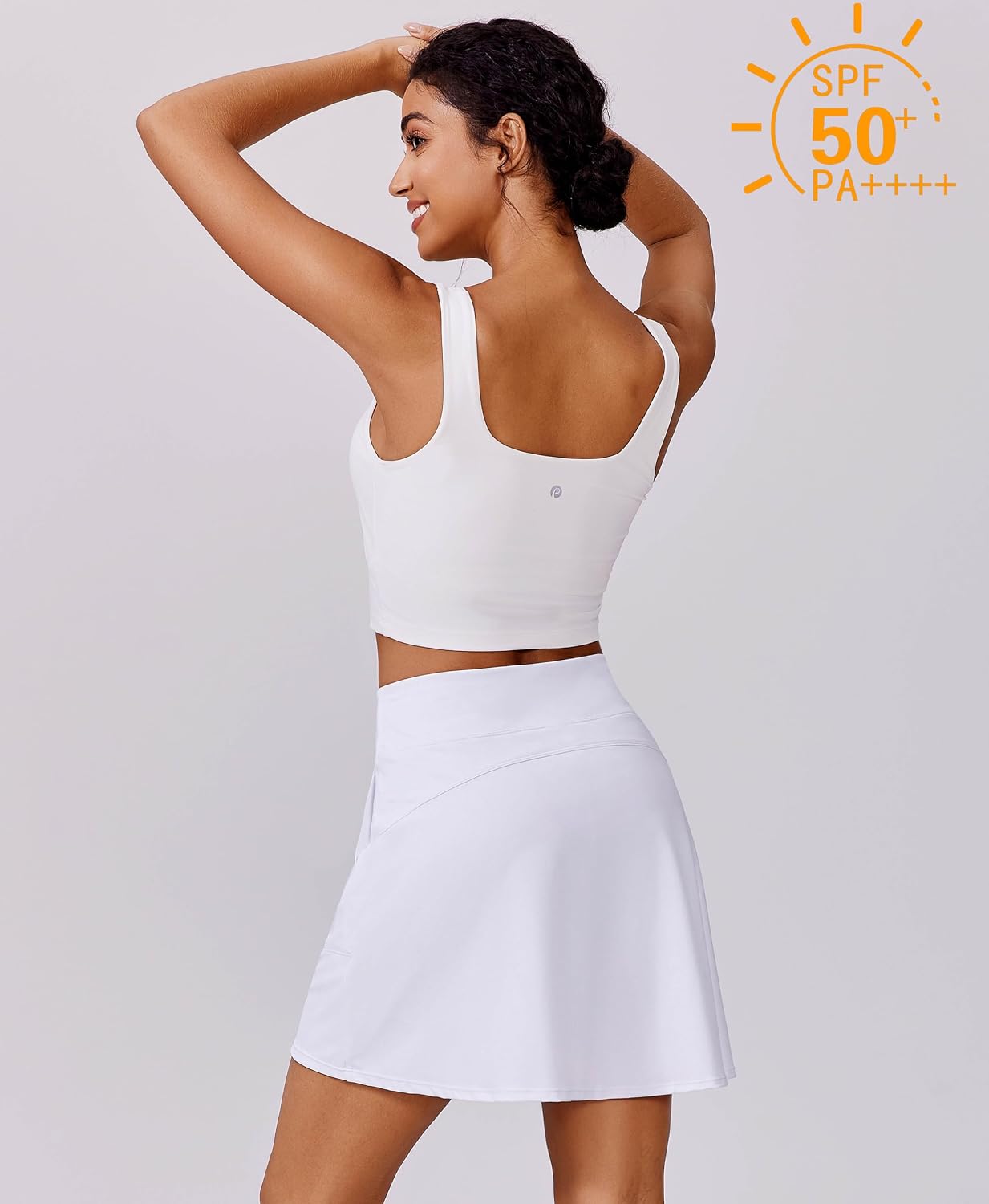 PINSPARK 17" Golf Skorts for Woman High Waisted Tennis Skirt UPF 50+ Athletic Skort Skirts with 4 Pockets Workout Pickleball - Image 2