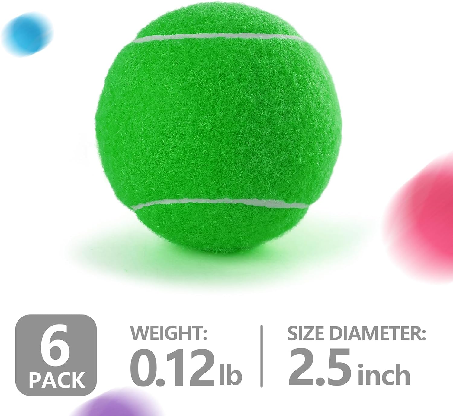 PHOEPET 6-Pack Tennis Balls for Beginner Training Practice- Bulk Dog Balls for Fetch Chew Toys(Mix Colors) - Image 2