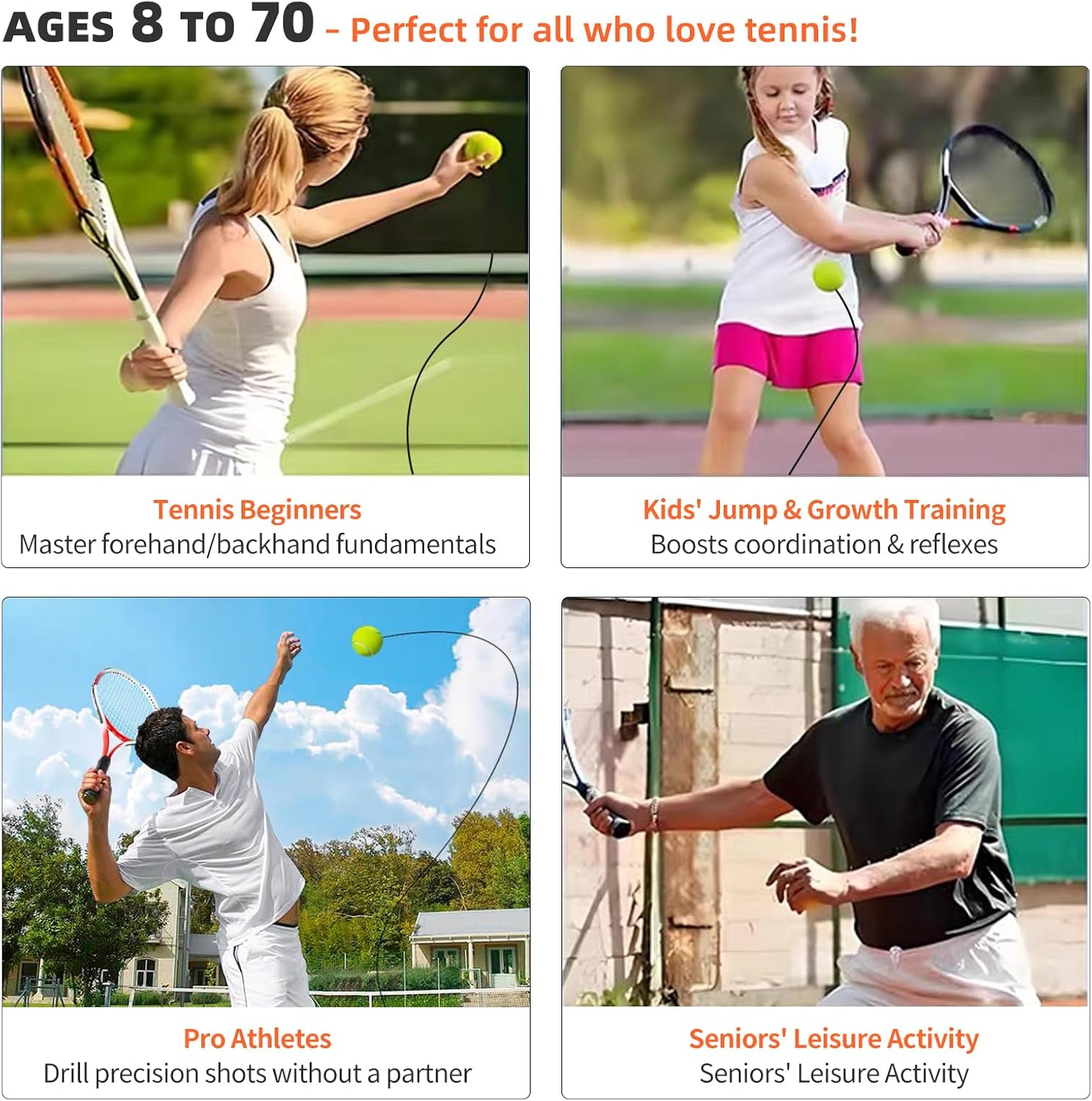 Tennis Trainer Rebounder Set- Portable Solo Practice System with 3 Rebound Balls, Waterproof Backpack & Stable Base,Perfect Tennis Buddy for Adults & Kids,Ideal Tennis Gift - Image 6