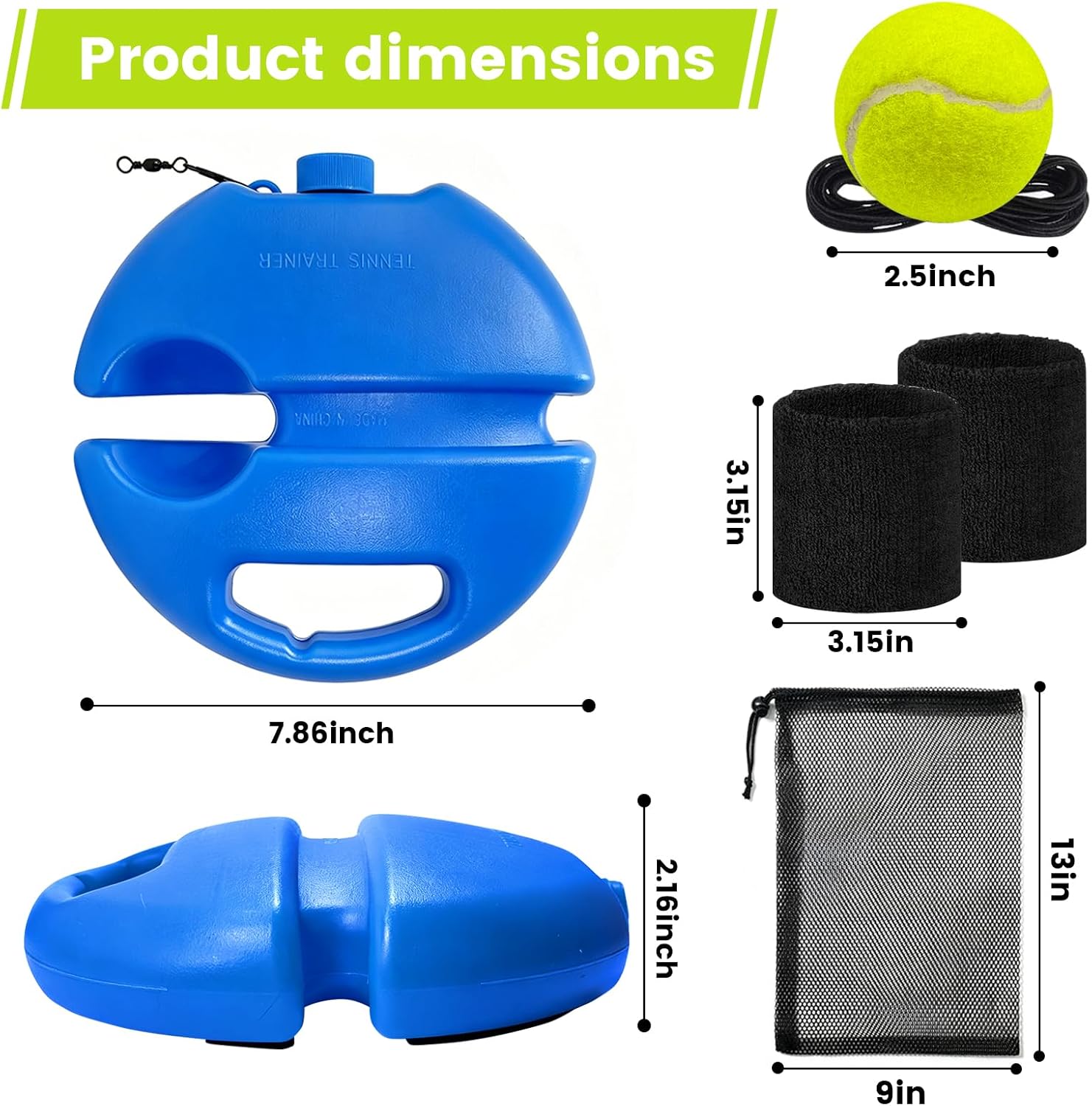 Tennis Trainer Rebound Ball Set, Tennis Practice Rebounder with 3 String Balls, Sports Wristband & Mesh Bag, Portable Solo Tennis Training Equipment for Indoor Outdoor Sport - Image 7