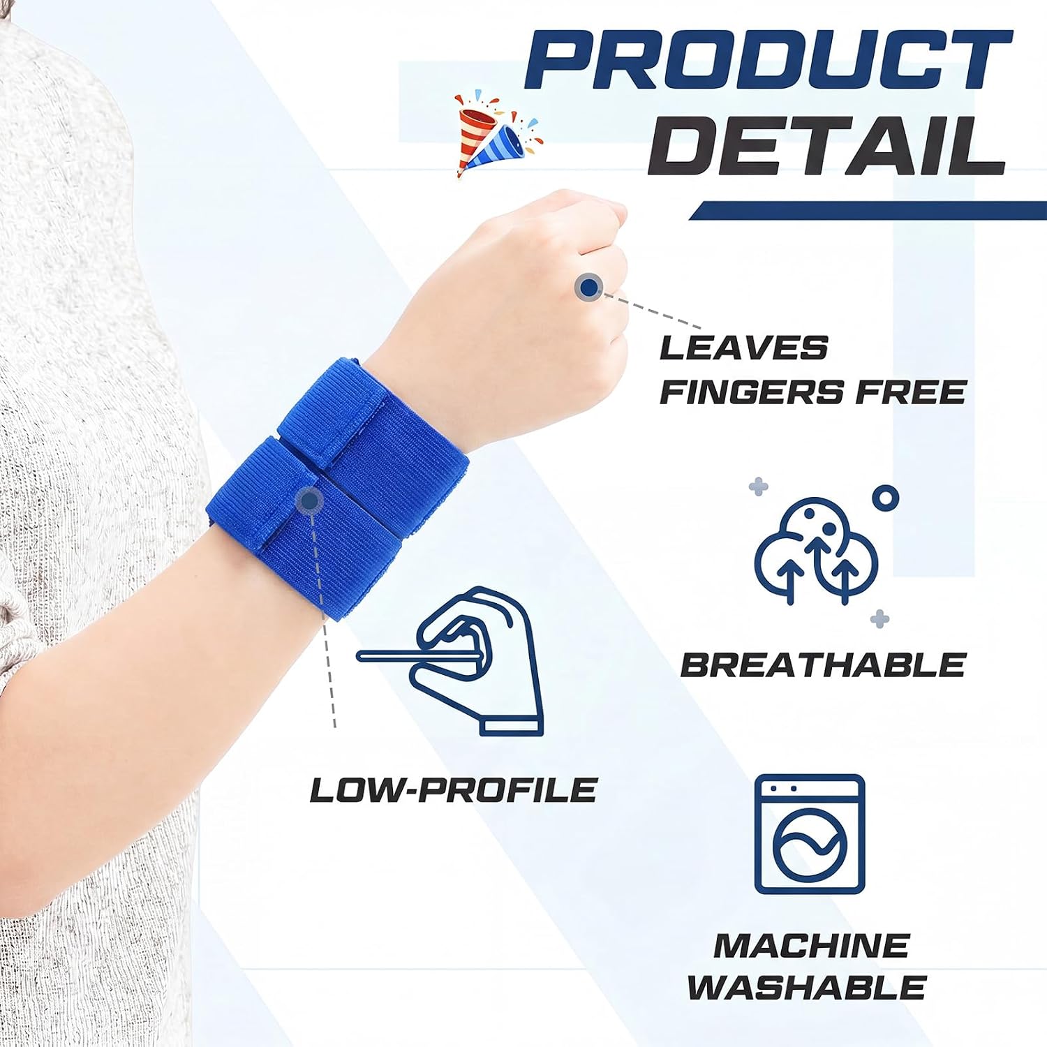 4 Pack Wrist Brace Adjustable Wrist Support Sport Straps for Tendonitis Carpal Tunnel Arthritis Gymnastics Wraps Pain Relief for Football Cheerleaders Fitness Weightlifting(Blue) - Image 4
