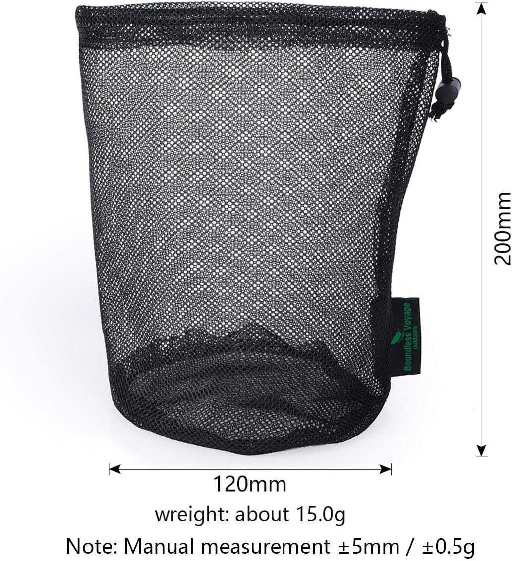 iBasingo 5pcs Black Mesh Nylon Sack With Drawstring - Durable Small Travel Sleeping Bag Stuff Sack for Cosmetics, Shower Gels, Bottles, Tennis Balls, Golf Balls, Tools - BVP03 - Image 2