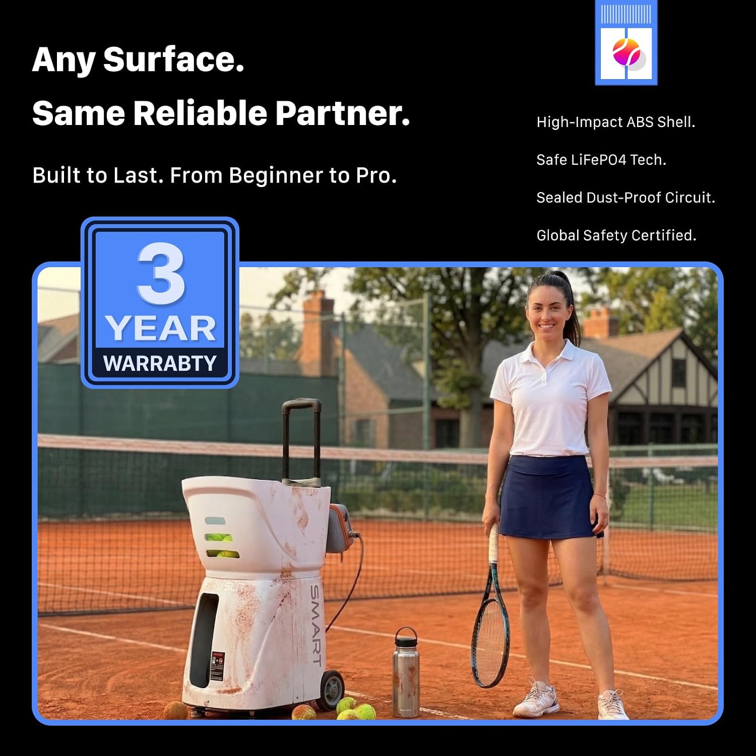 PUSUN|PT-Smart Tennis Ball Machine: App Control with 12 Built-in Training Modes,6-Level Spin,28-Pt,75 MPH,32.6 lbs,100+ Ball,5H Battery, Portable, for Tennis/Padel,Training, Practice,Beginners to Pros - Image 5