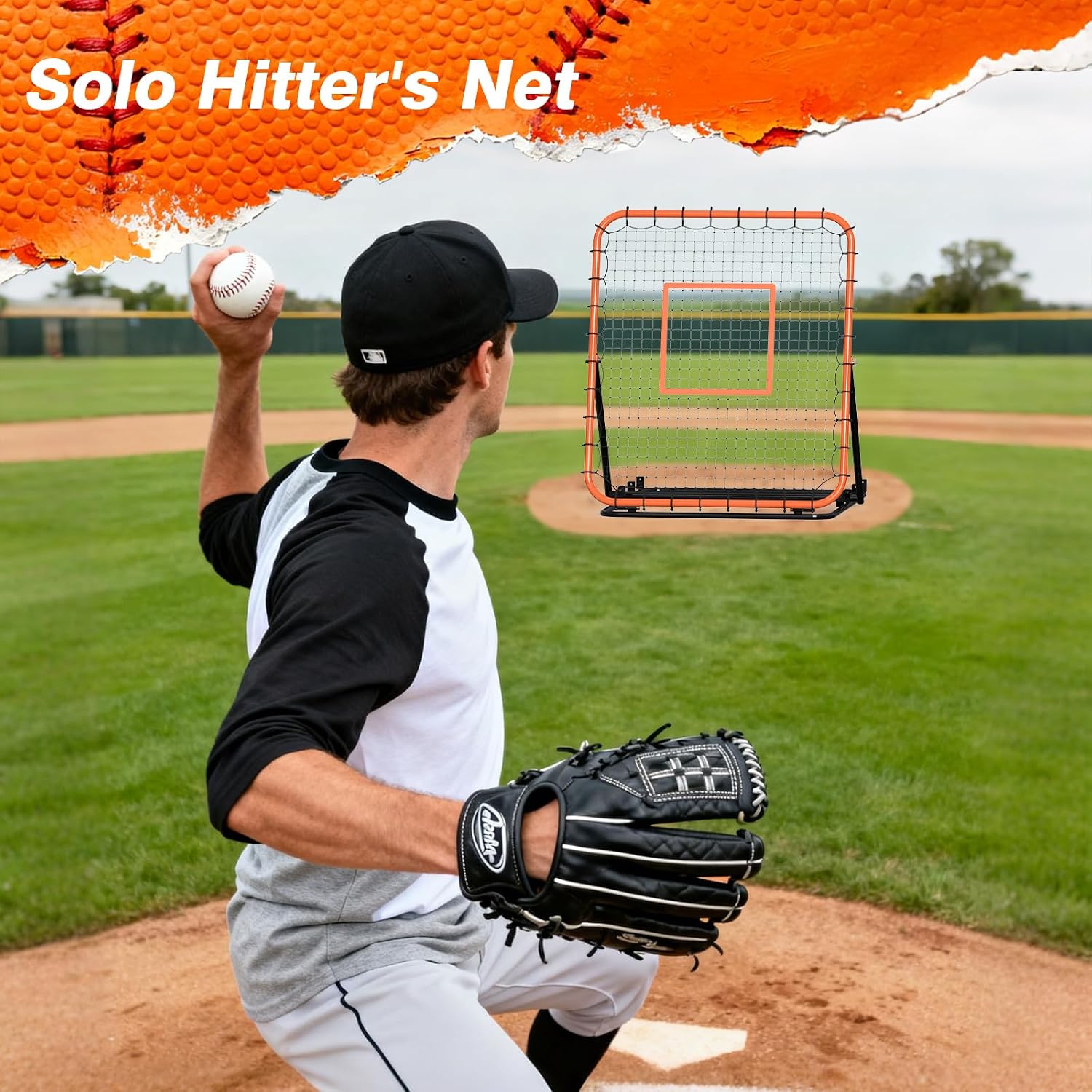 Baseball Rebounder Net, 4 x 4.5 ft Portable Bounce Back Trainer for Baseball & Softball with 4 Adjustable Return Angles, Practice Equipment for All Skill Levels - Image 6
