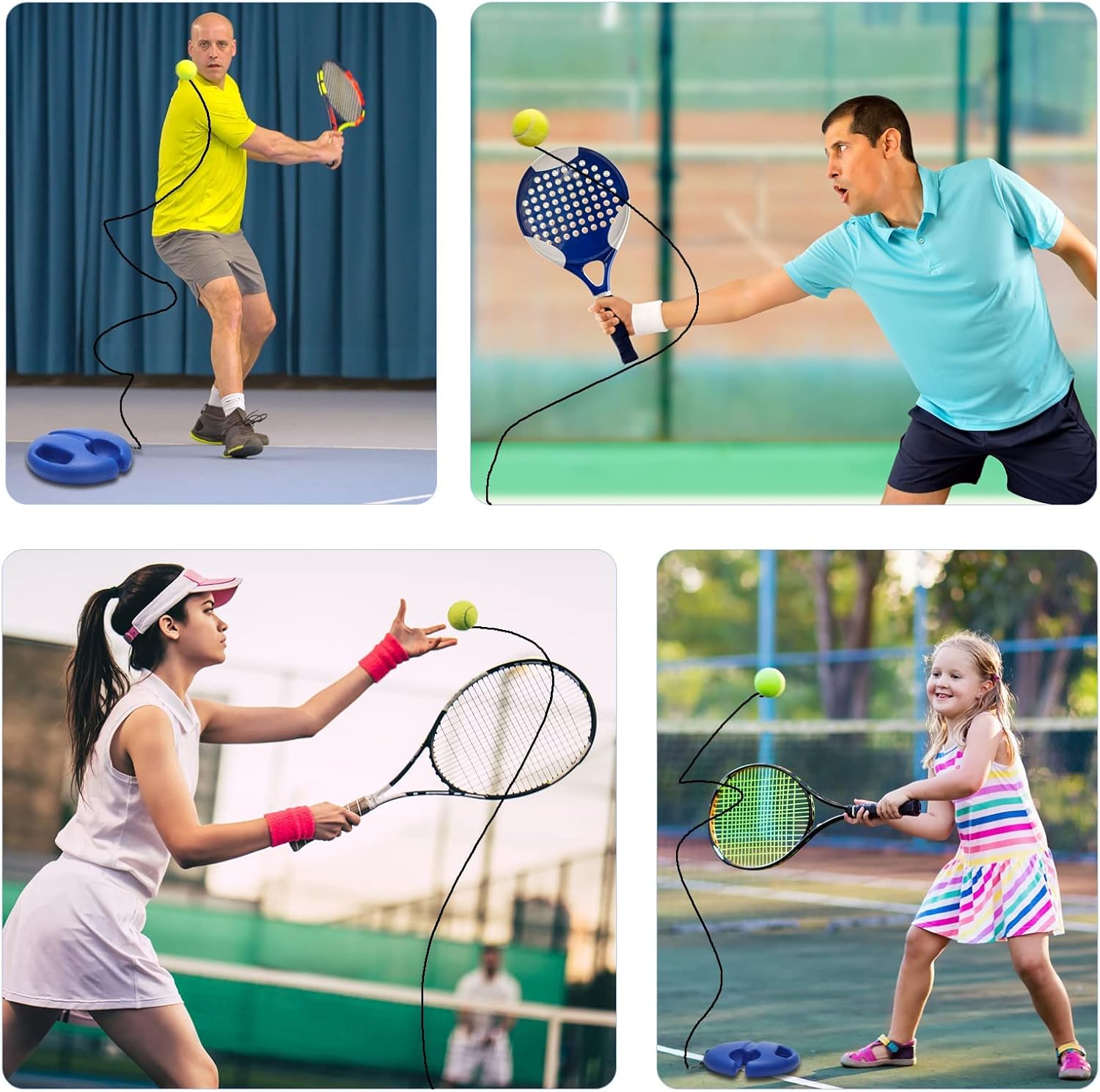 Tennis Trainer Rebound Ball with String Solo Tennis Training Kit Portable Practice Rebounder Equipment Training Tools with Long Elastic Ropes for Adults, Kids, Beginners - Image 5