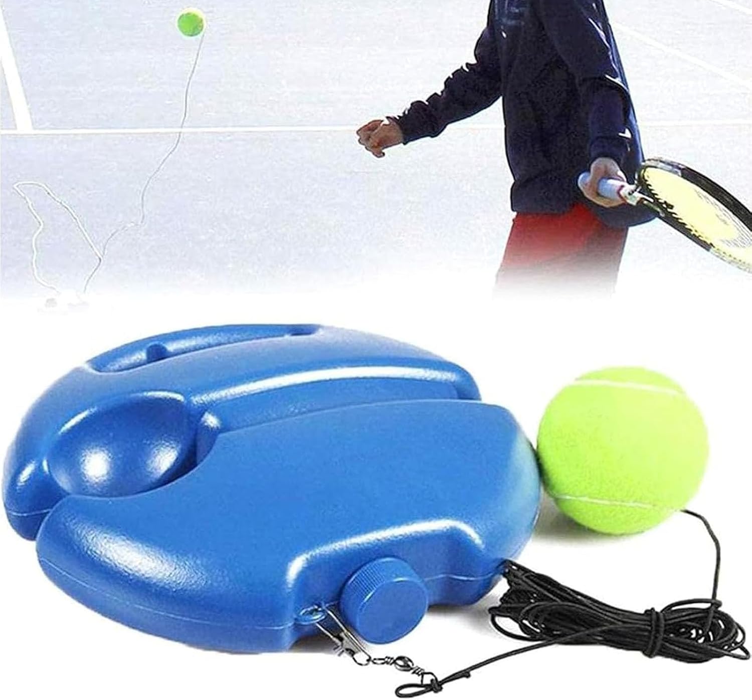 Tennis Trainer Rebound Ball with 3 String Balls, Portable Solo Training Equipment for Beginners, Self Practice Sport Exercise Tool (Blue) - Image 6