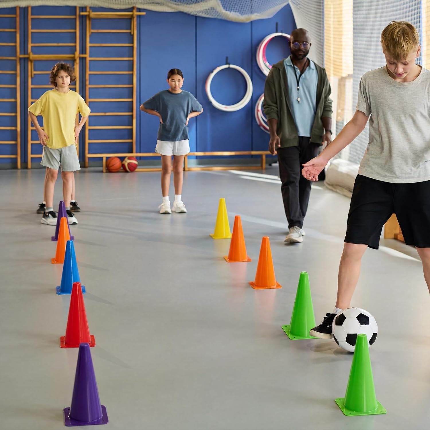 Seenelling 6 Pcs PE Cones Flexible Vinyl Poly 6-Colored PE Class Equipment for Sports Training - Image 5
