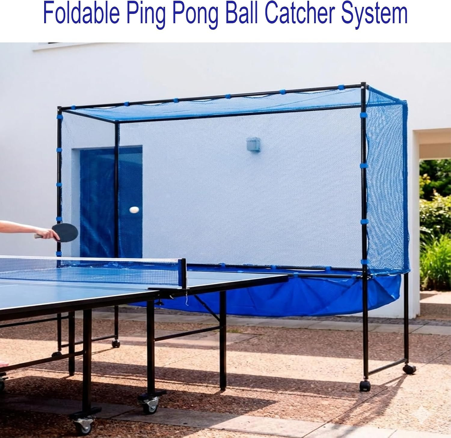 Table Tennis Catch Net with Ball Collection Bag - Premium Ping Pong Catch Net & Training Equipment for Robots & Serving Practice, Foldable Table Tennis Training Equipment Backstop Catcher - Image 6