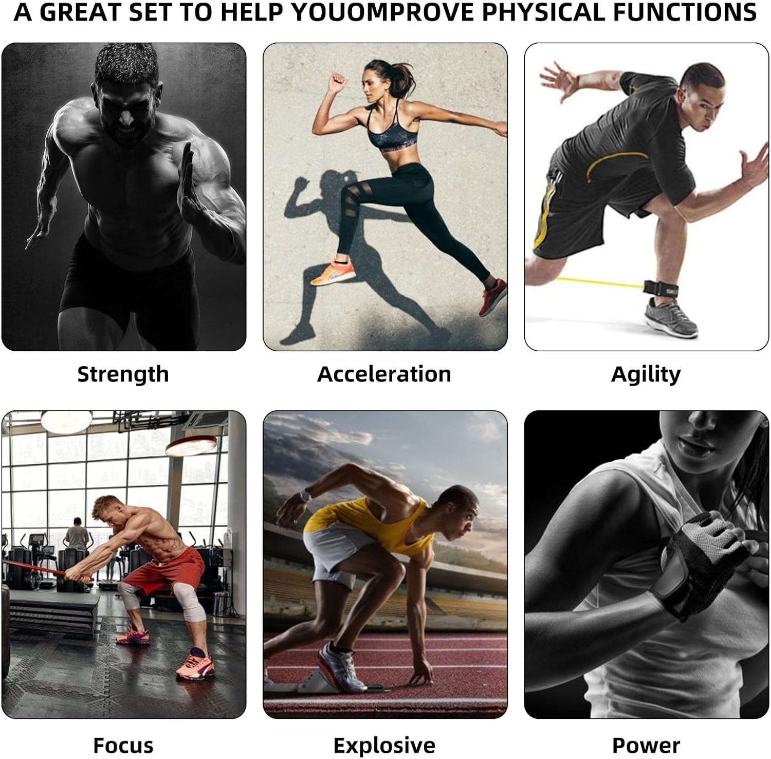 Resistance Speed Training Set, 8pcs Exercise Explosive Force Bounce Physical Equipment Double Rope Improve Agility Power Strength for Jumping Basketball Tennis Football Volleyball - Image 7