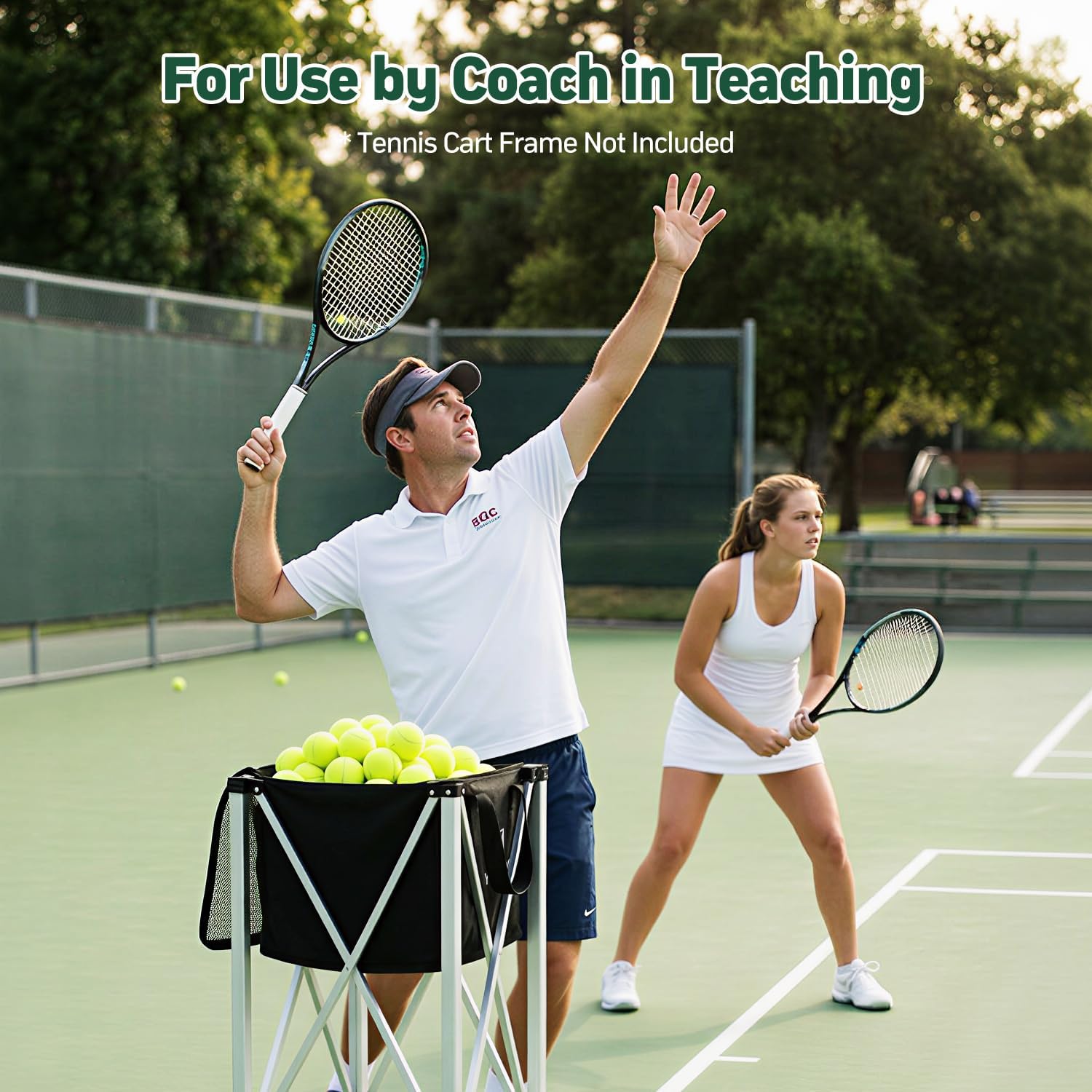 YooKoo Tennis Ball Hopper Bag for 150 Balls, Training and Teaching Replacement Storage Bag, Portable and Sturdy, for Pickleball, Baseball, and Softball, Frame Not Included - Black - Image 6