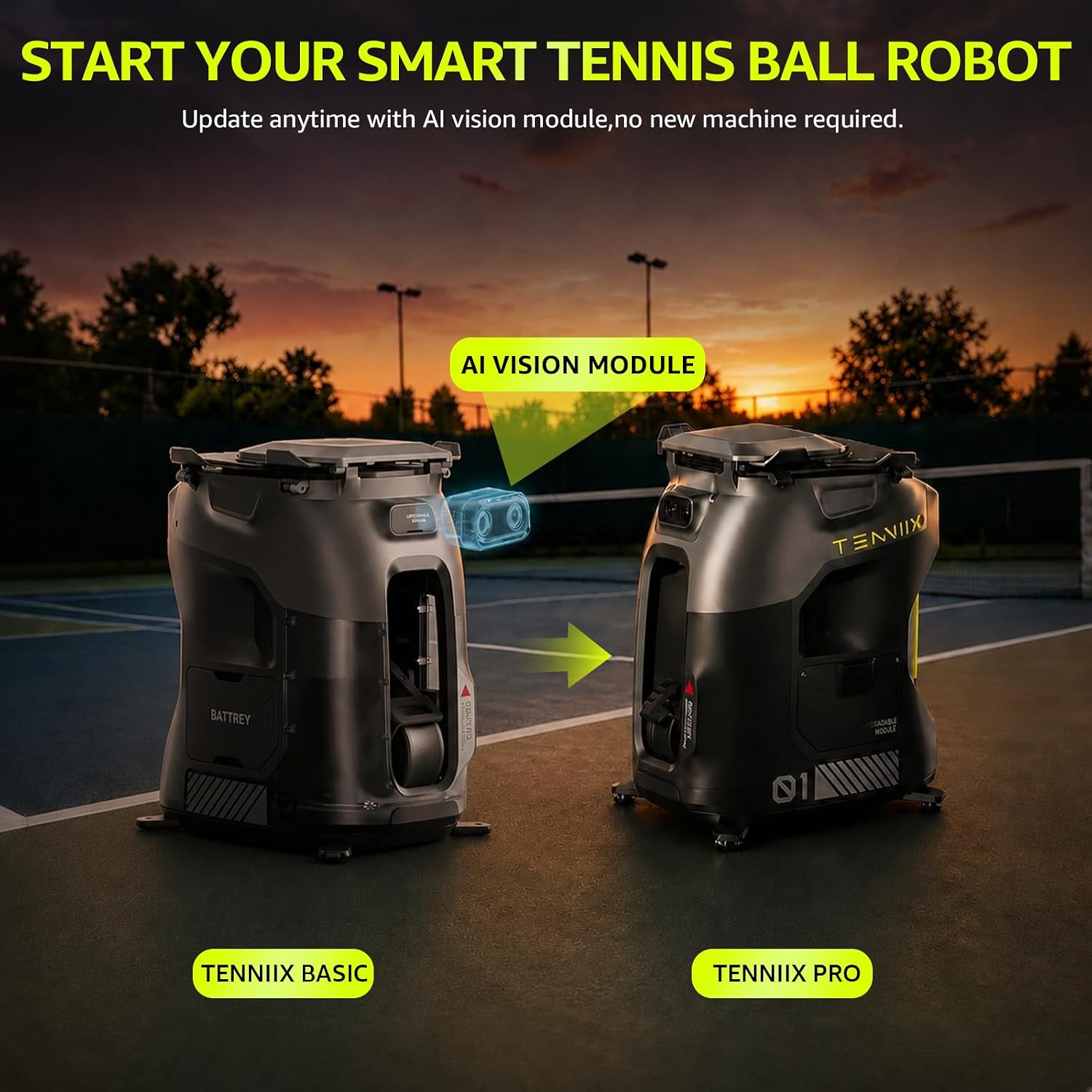 Basic Tennis Ball Machine, 18.7LB Portable Tennis Robot, 4H Runtime & 100+ Ball Capacity, Smart App & Voice Control, Multi-Training Mode, LED Display, 75MPH, Ideal for Beginners & Pro - Image 6