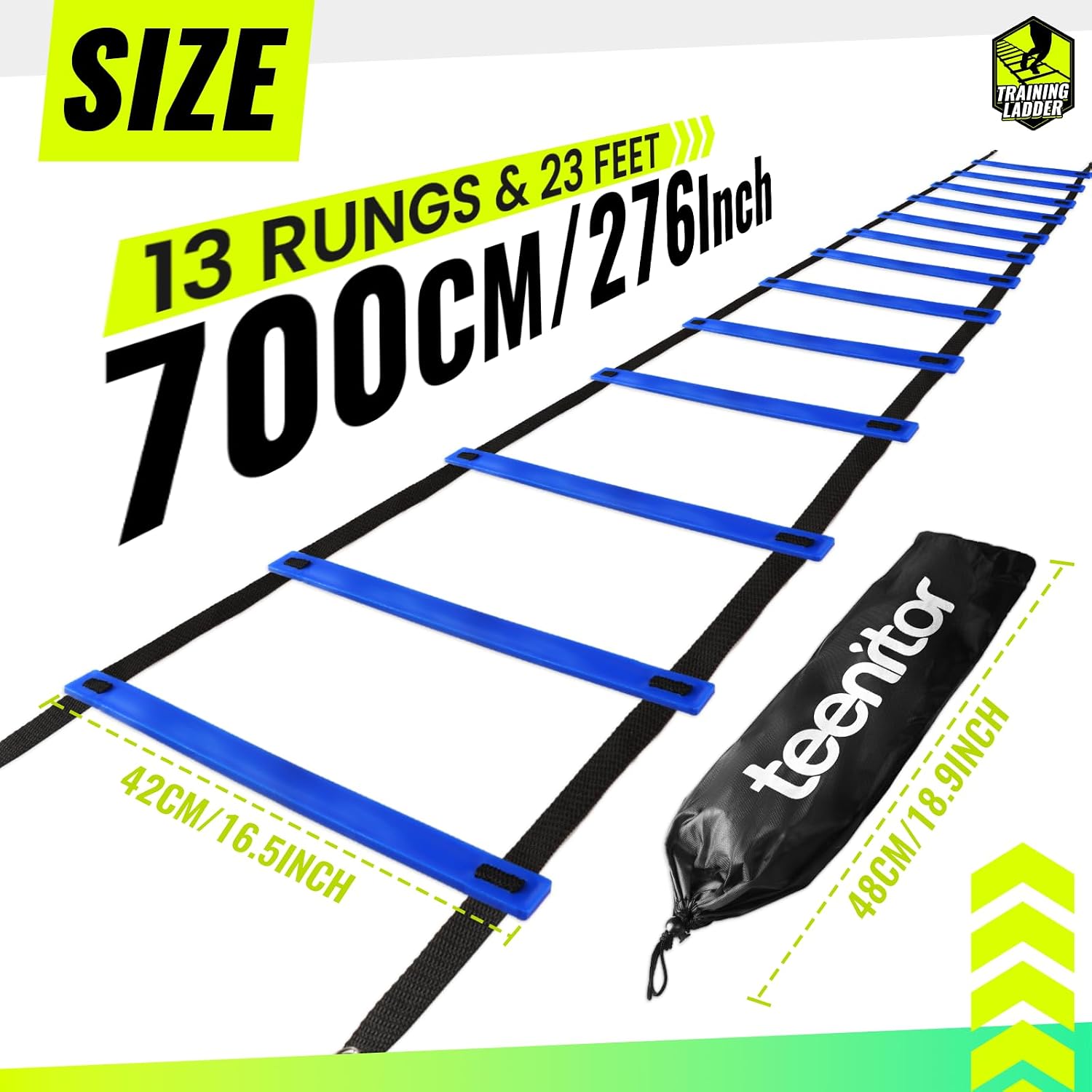 Teenitor Agility Ladder Speed Ladder Training Ladder for Soccer, Speed, Football Fitness Feet Training Carry Bag Agility Training Equipment 13 rungs, 23 feet - Image 2