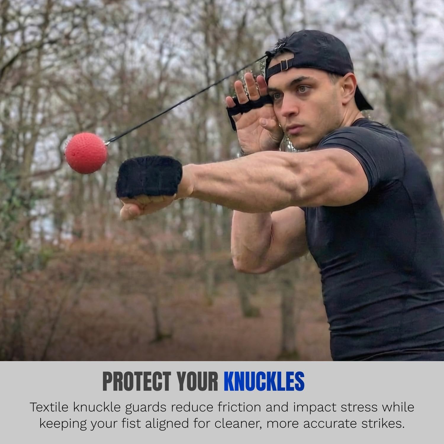Reflex Ball Hat Kit for Boxing – 2 Speed Levels, Click-to-Adjust Metal Lock & Knuckle Guards | Cotton Hat Punch Ball Set for Reaction Time, Speed & Coordination Training | PunchLab App Compatible - Image 3