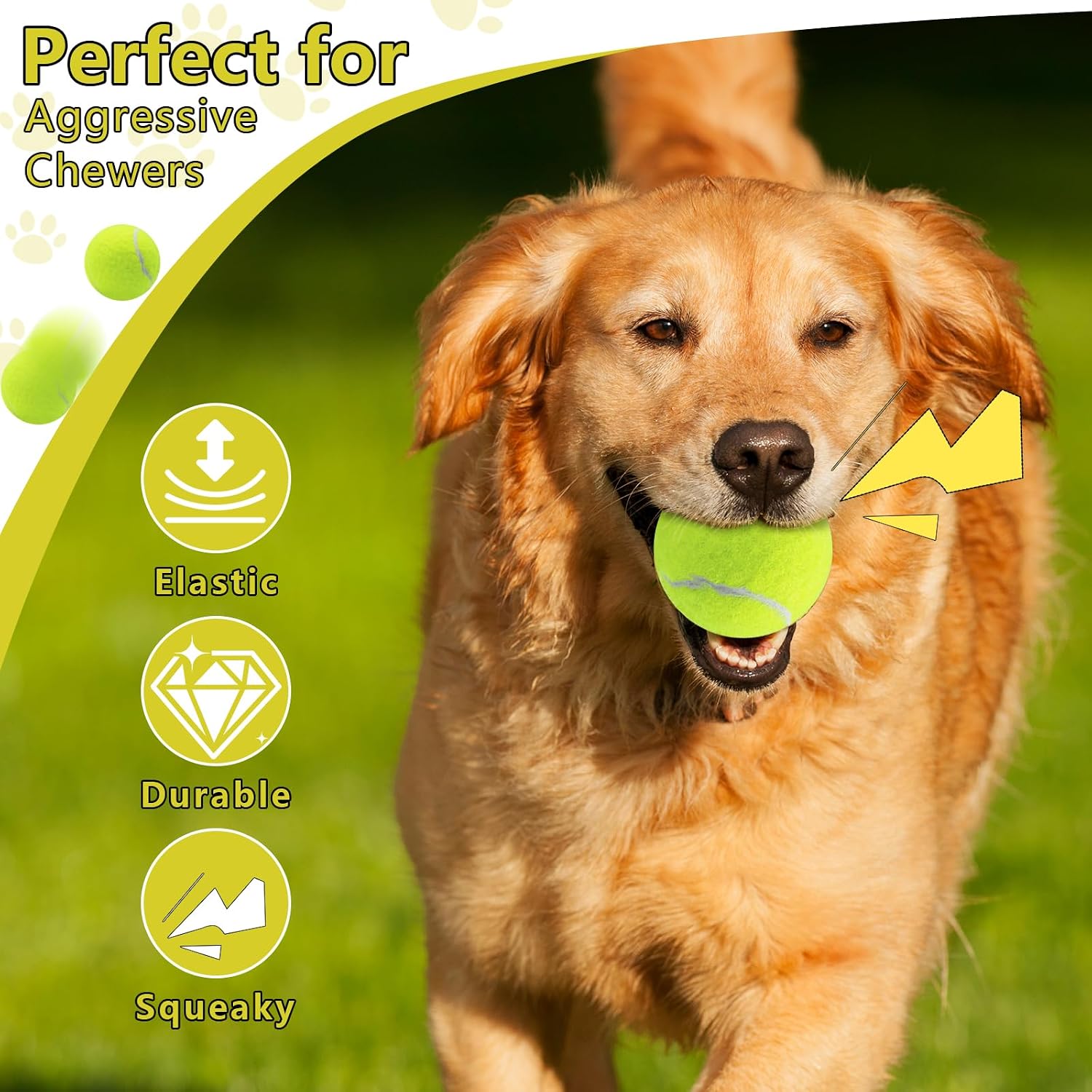 Swingers Squeaky Tennis Balls for Dogs,2.5 inch Training Tennis Balls,Exercise Ball for Pet Dog with Mesh Carry Bag Easy to Transport (Multicolor, 6 Pack) - Image 4