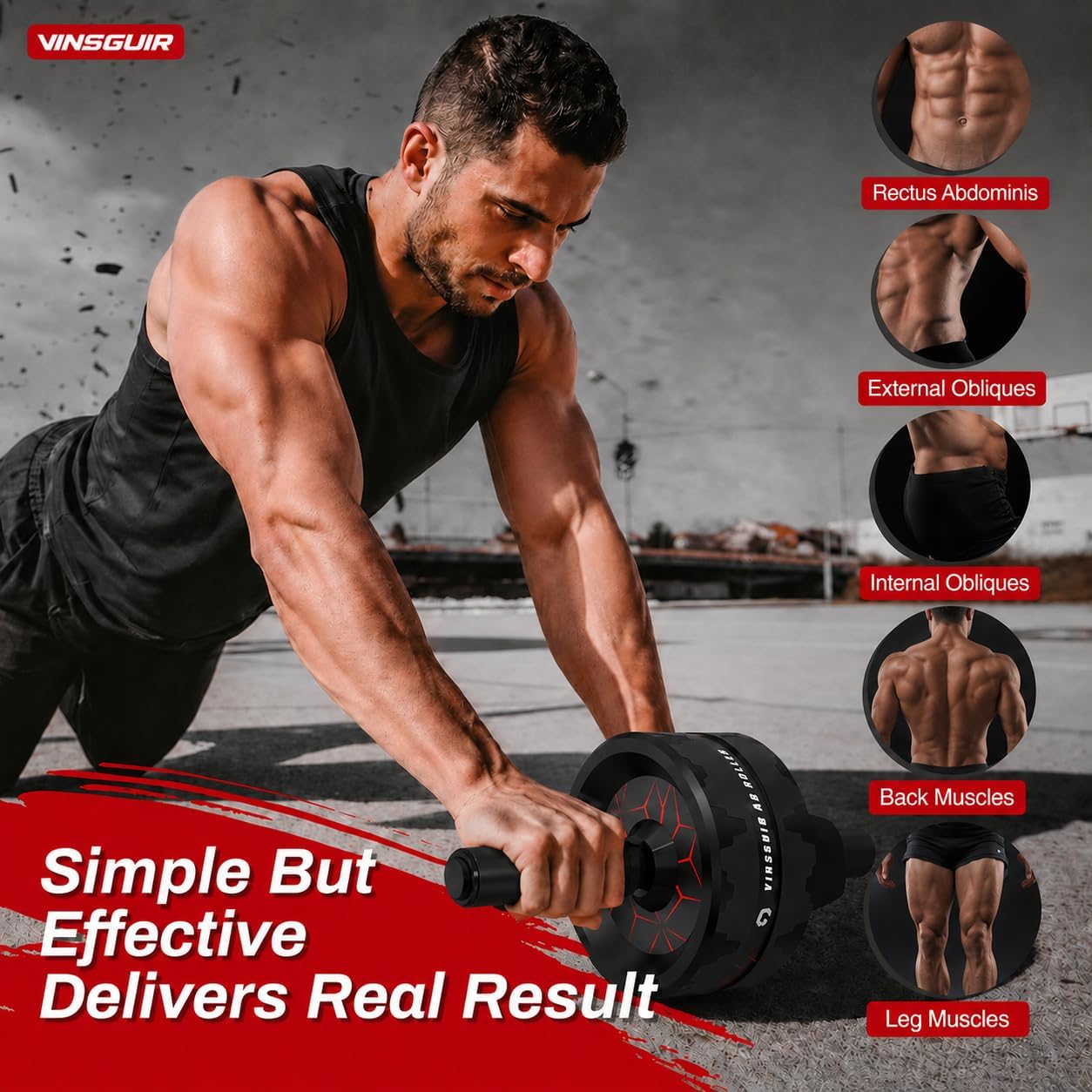 VINSGUIR Ab Roller Wheel, Abs & Core Workout Equipment for Home Gym with Knee Pad Accessories, Abdominal Wheel for Full-body Strength Training - Image 3
