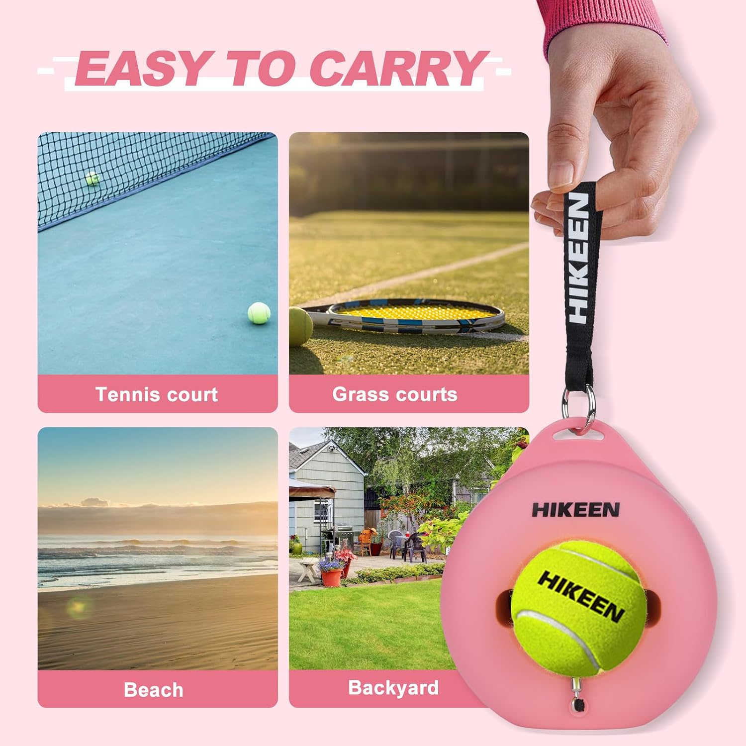 Hikeen Premium Tennis Trainer Rebound with Metal Base,Portable Solo Tennis Trainer Set with 3 Highly Elastic String Balls,Tennis Practice Equipment for Adult Kids an Beginners - Image 7