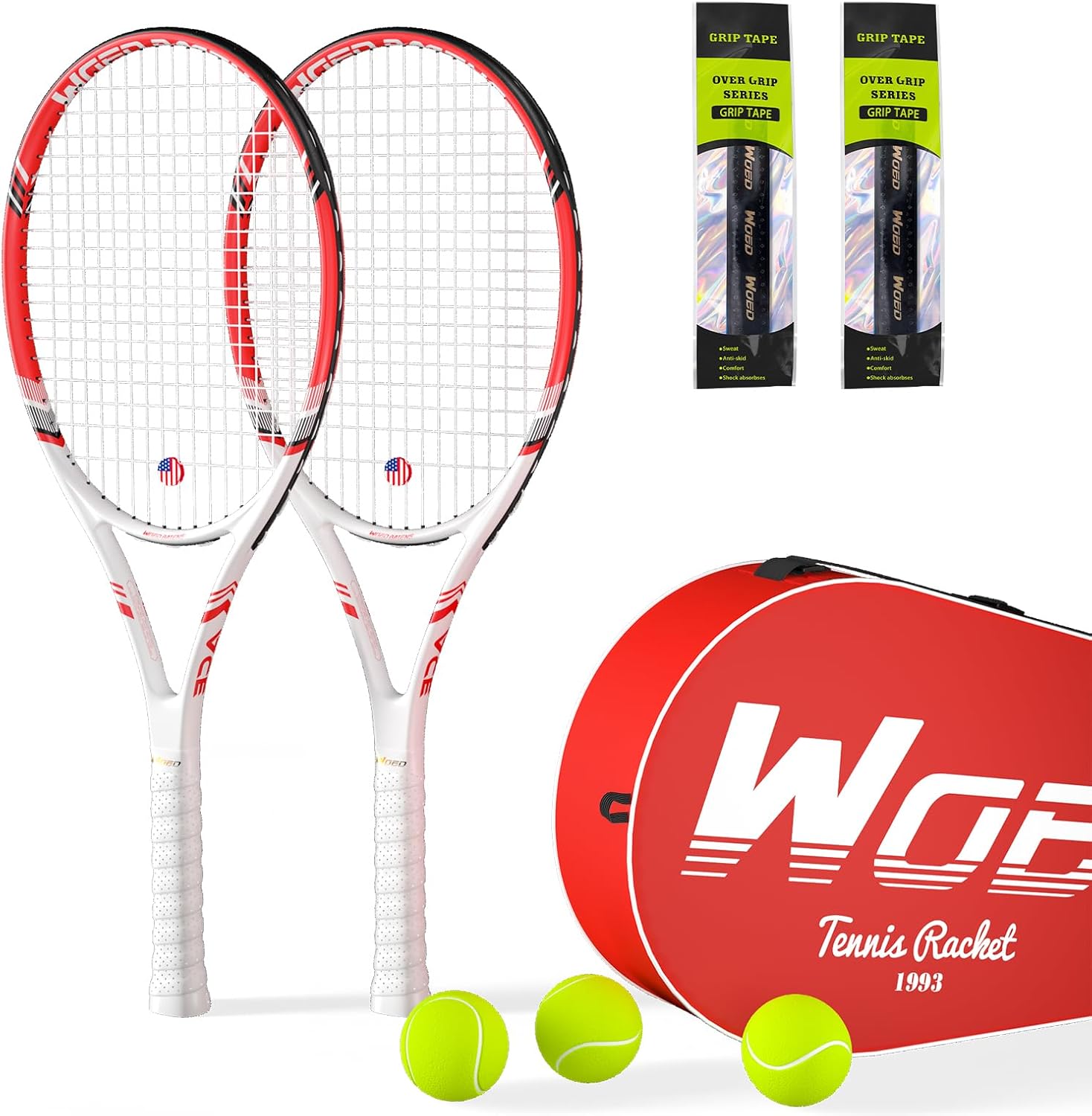 Pro Tennis Racket for Adults, 2 Player 27 inch Speed Tennis Racquet Acceptable for Beginner and Professional with 3 Tennis Balls, 2 Vibration Dampes, 2 Overgrips, Tennis Bag - Image 7