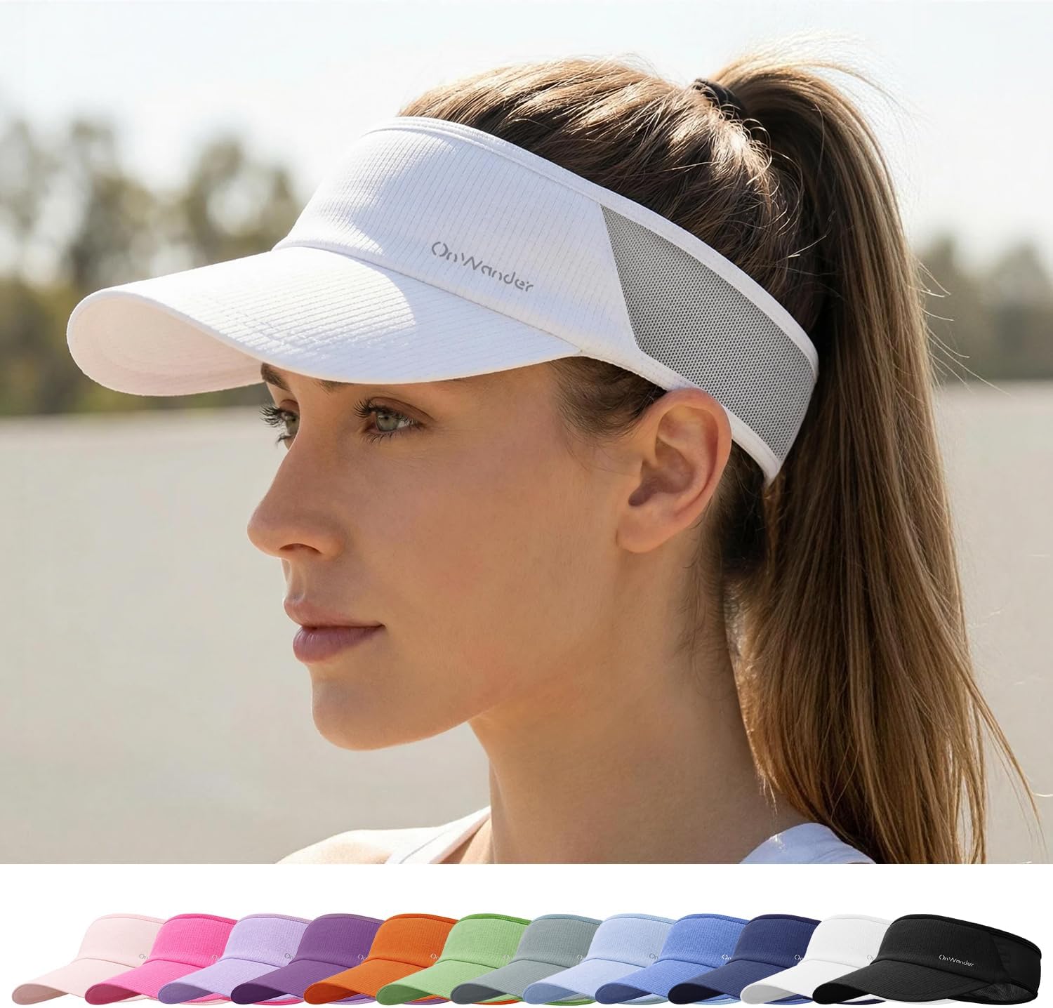 Sport Sun Visor Hat for Women Men - Lightweight Stretchy Polyester Spandex Quick Dry Sweatband Wrinkle Resistant