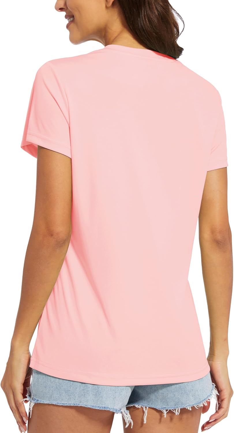 MAGCOMSEN Women's Workout Tops Short Sleeve UPF 50+ Athletic Shirts Quick Dry V-Neck T-Shirt Moisture Wicking Gym Tee - Image 2