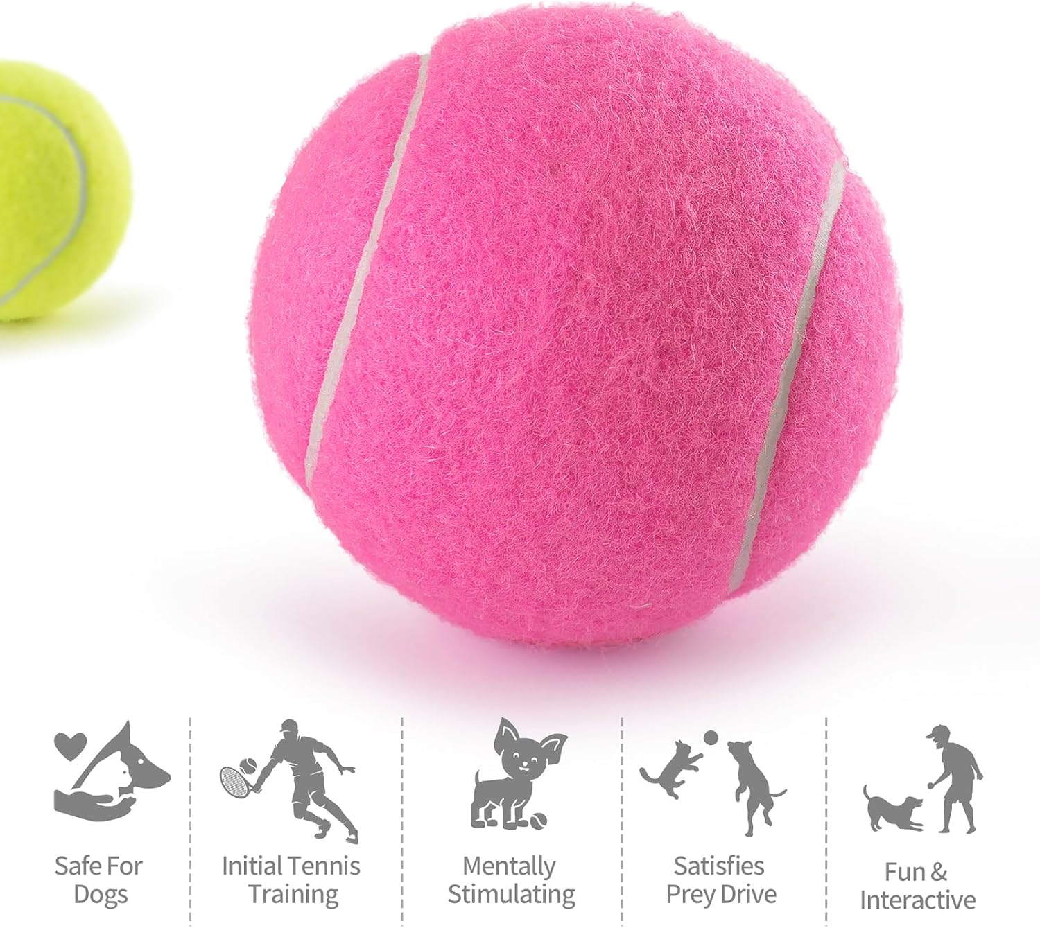 PHOEPET 6-Pack Tennis Balls for Beginner Training Practice- Bulk Dog Balls for Fetch Chew Toys(Mix Colors) - Image 7