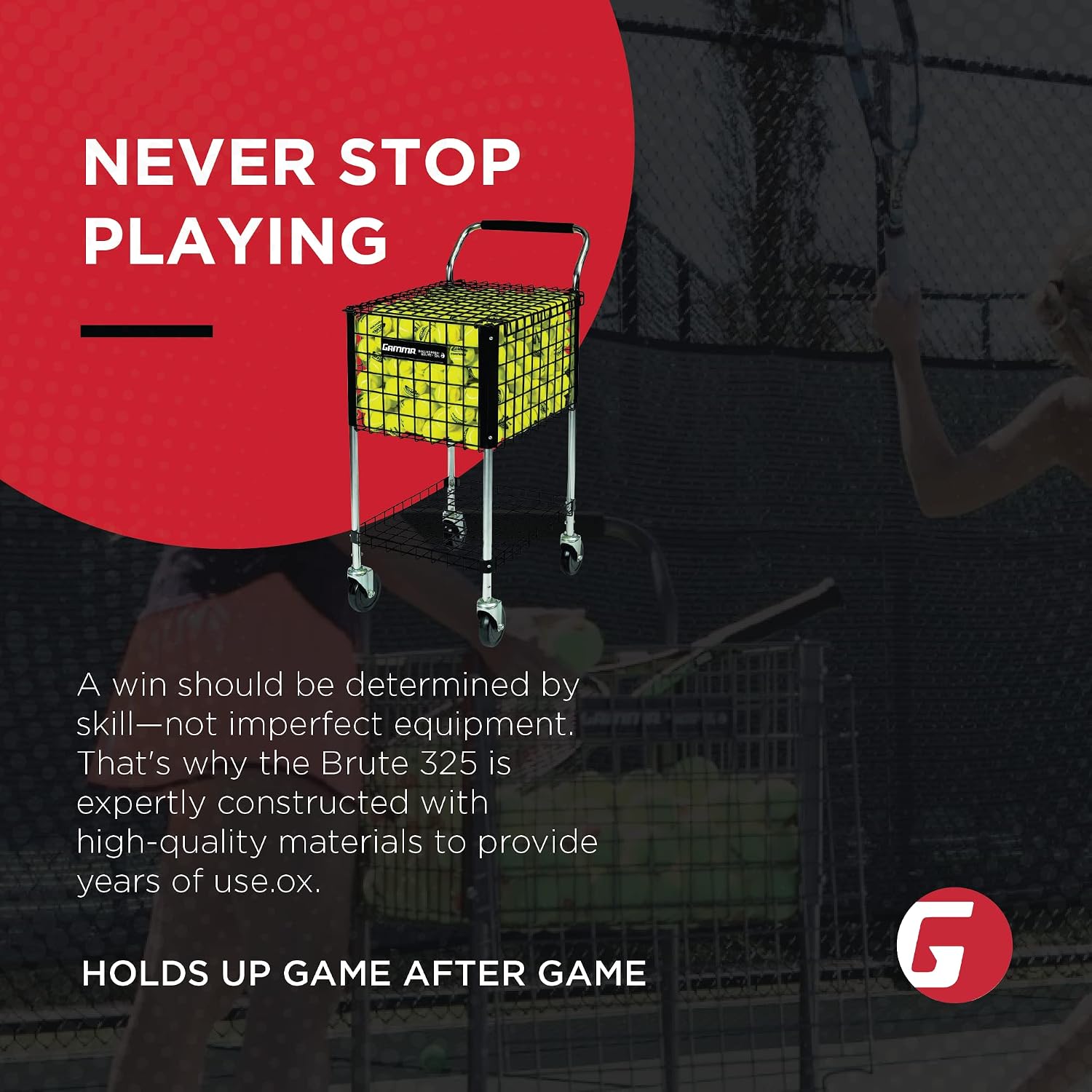 Gamma BallHopper Brute 325 Tennis Ball Cart, Premium Teaching Cart, Heavy Duty Construction, Convenient Design, Pickleball, Padel, Durable Court Equipment - Image 6