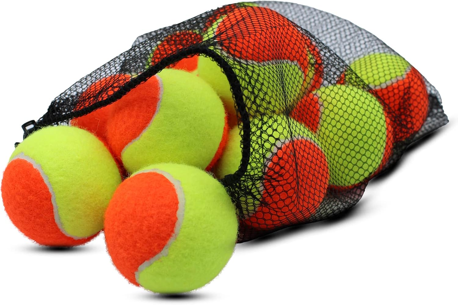 Tennis Balls, 12 Pack 50% Low Compression Stage Tennis Ball for Beginners Youth Kids Training Practicing with Mesh Bag for Easy Transport (Orange) - Image 2