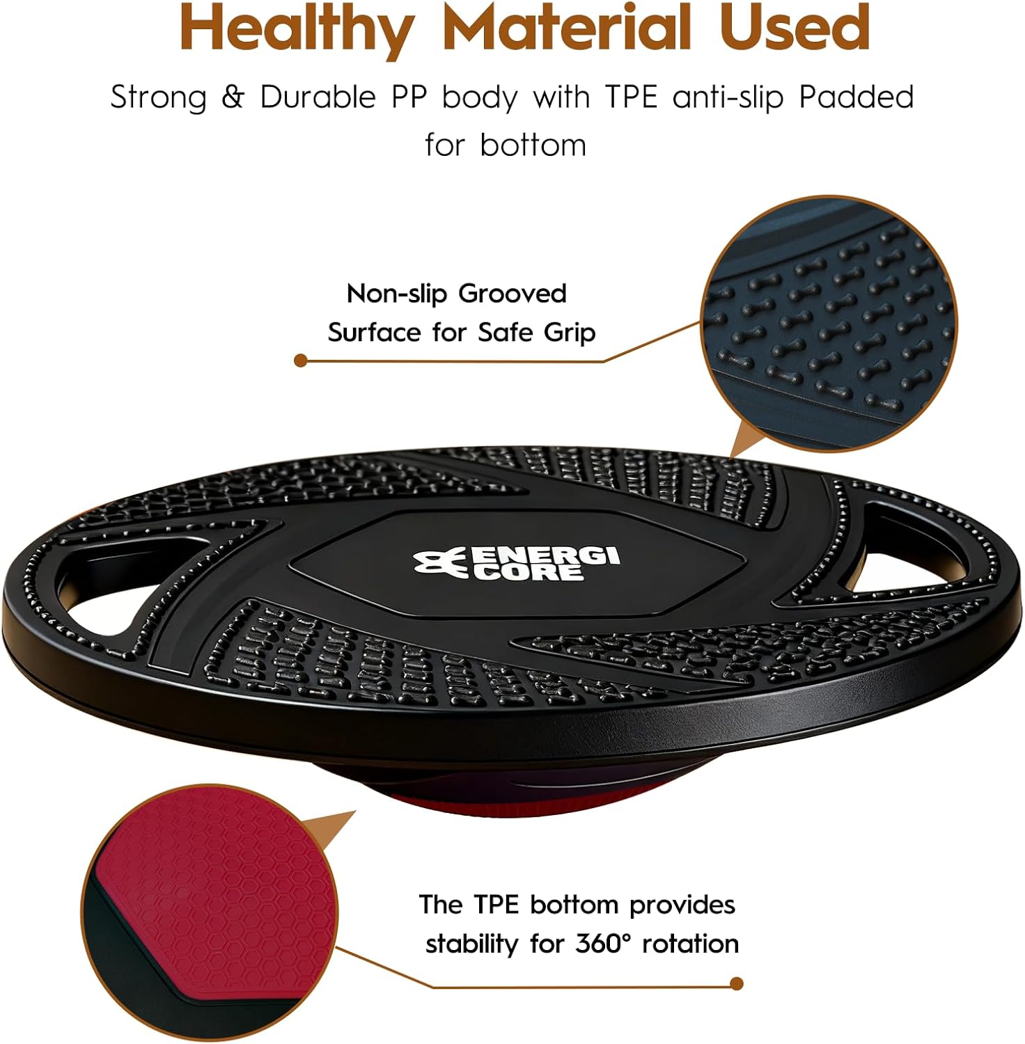 Energi Core Balance Board for Standing Desk and Core Workout - Anti-Slip Surface - Black, Green - Image 5