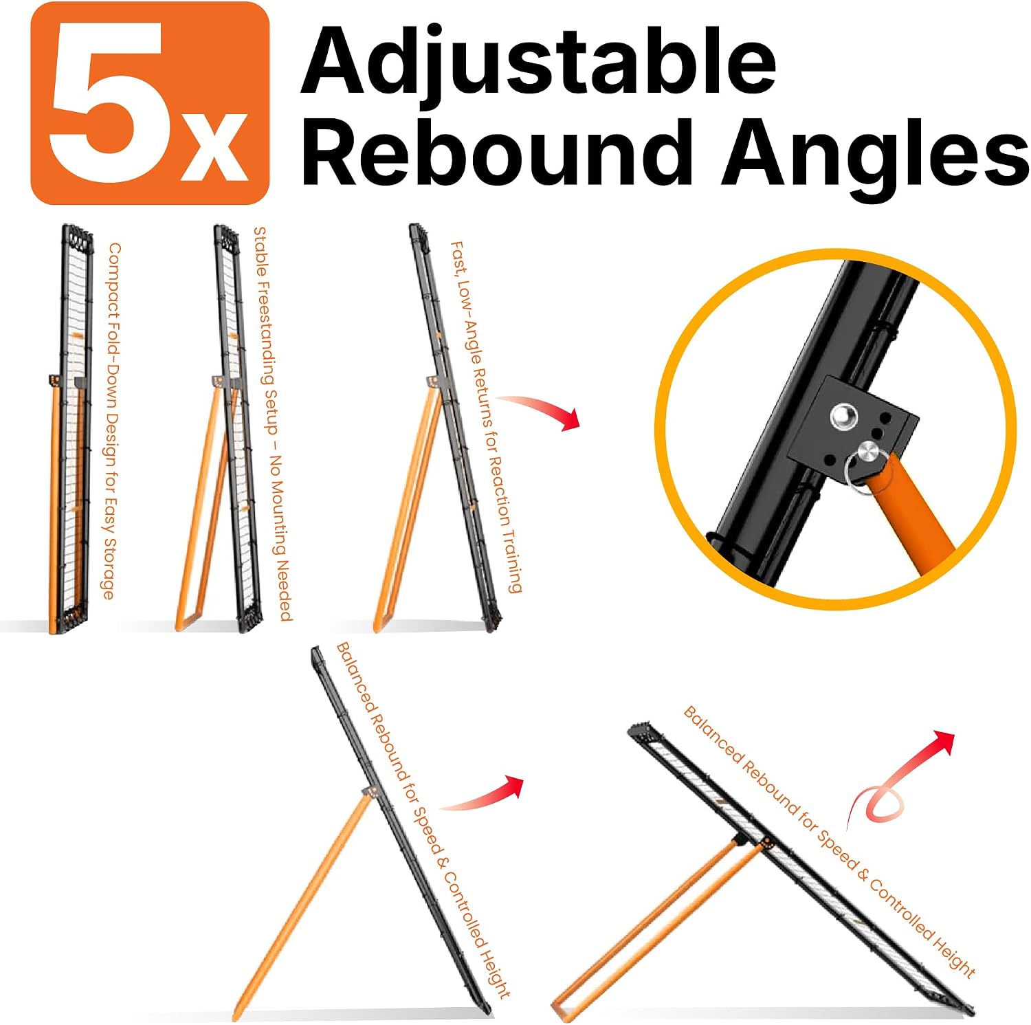 HiTekk Adjustable Volleyball Rebounder | 7x4 ft Solo Practice Rebounder Net | 5X Adjustable Angle, Durable Weather-Resistant Frame, Folds Flat | Volleyball Training Rebounder Net - Image 5