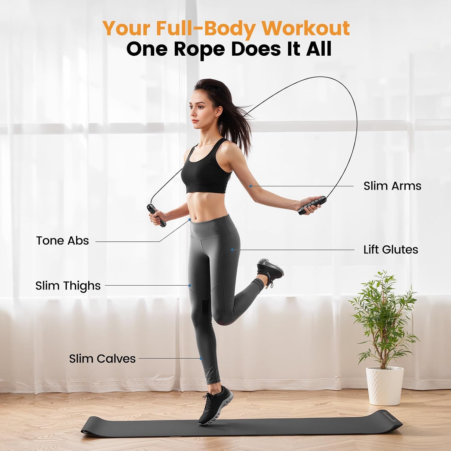 Jump Rope,Tangle-Free Rapid Speed Jump Rope with Ball Bearings for Men,Women and Kids,Adjustable Steel Skipping Rope with Ergonomic Foam Handles,A Ideal Equipment and Accessories for Workout,Fitness,Exercise,Home Gym,Slim Body - Image 3