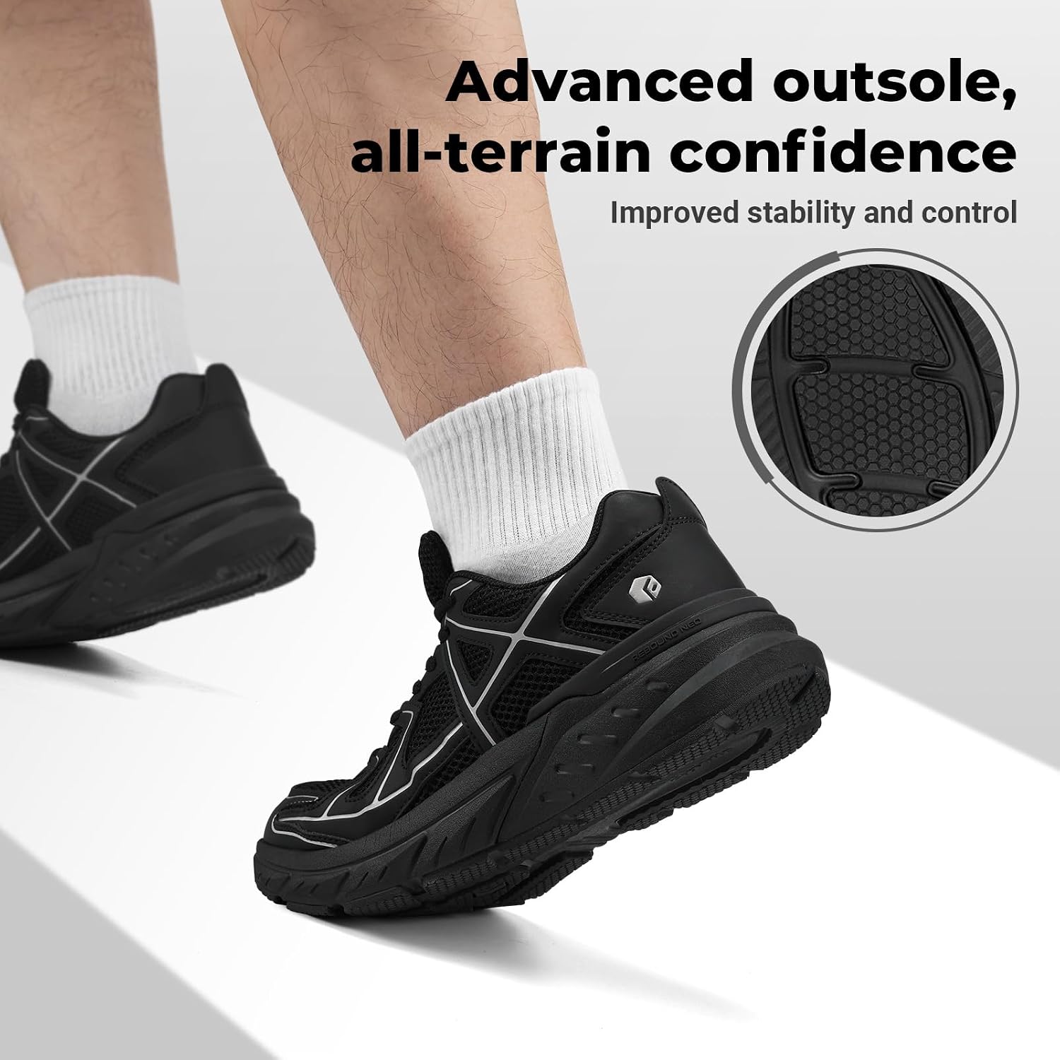 FitVille Mens Walking Shoes Wide Width Thicker Cushioning Sneakers Extra Wide Shoes for Men Bouncy Shoes Non Slip Workout Gym Athletic Sneakers - Image 3