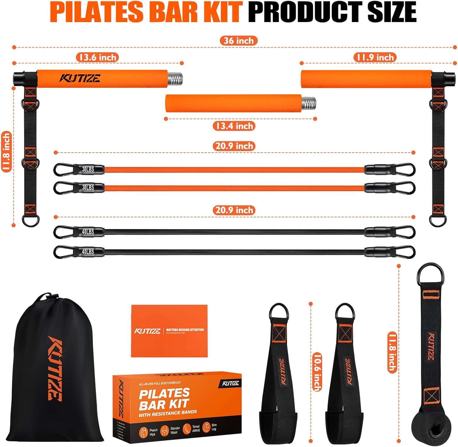 KUTIZE Pilates Bar Kit with Resistance Bands, Pilates Equipment, Multifunctional Pilates Bar for Women & Men, Pilates kit for Hip, Back, Arm, Full-Body Workouts, Home Gym Strength Training Equipment - Image 4