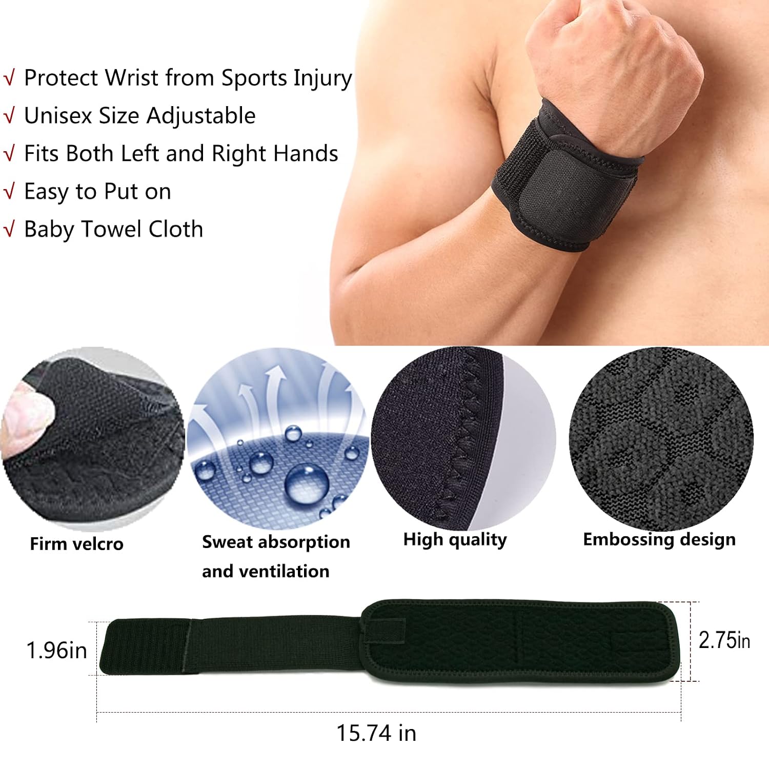Wrist Brace, 2 PACK Wrist Wraps for Carpal Tunnel for women and men. Wrist Straps for Weightlifting, Working Out and Pain Relief. Flexible, Highly Elastic, Adjustable, Comfortable and Multi-Functional - Image 2