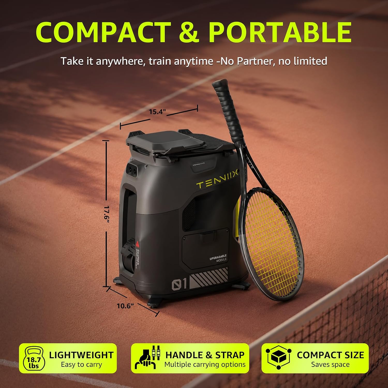 Basic Tennis Ball Machine, 18.7LB Portable Tennis Robot, 4H Runtime & 100+ Ball Capacity, Smart App & Voice Control, Multi-Training Mode, LED Display, 75MPH, Ideal for Beginners & Pro - Image 2